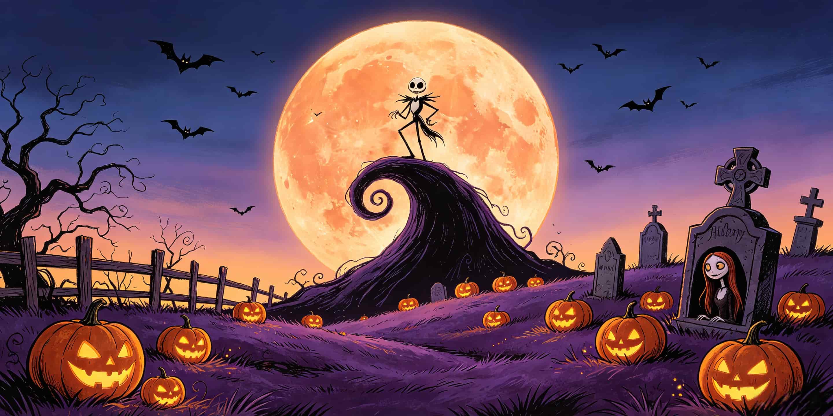 Graveyard Halloween Garage Door Cover Moonlit Skeleton Pumpkin Graveyard Halloween Garage Decorations CSH67-55-2 car