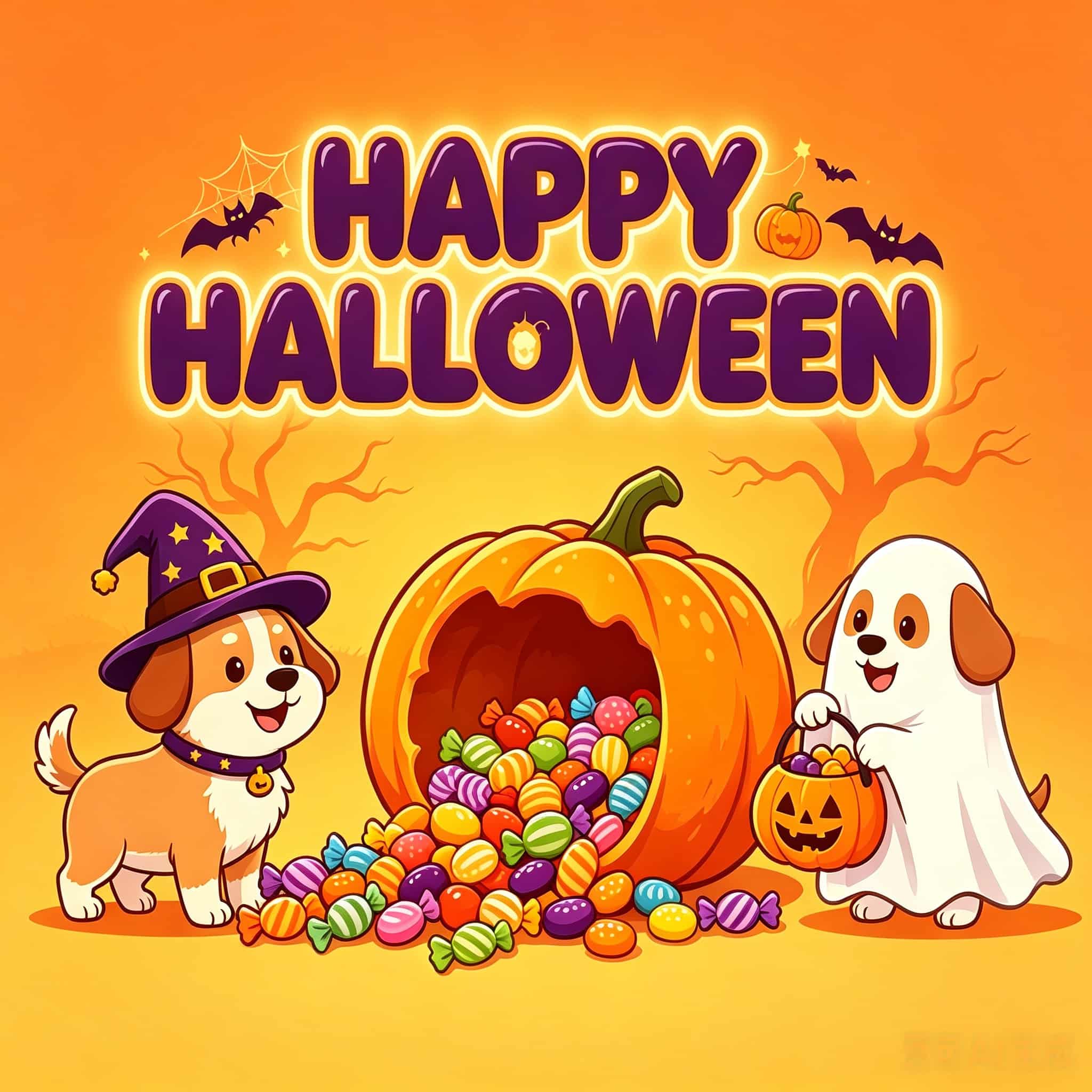 Cute Halloween Garage Door Decor Candy Pumpkin Costume Puppies Halloween Garage Door Wrap CSH67-64-1 car