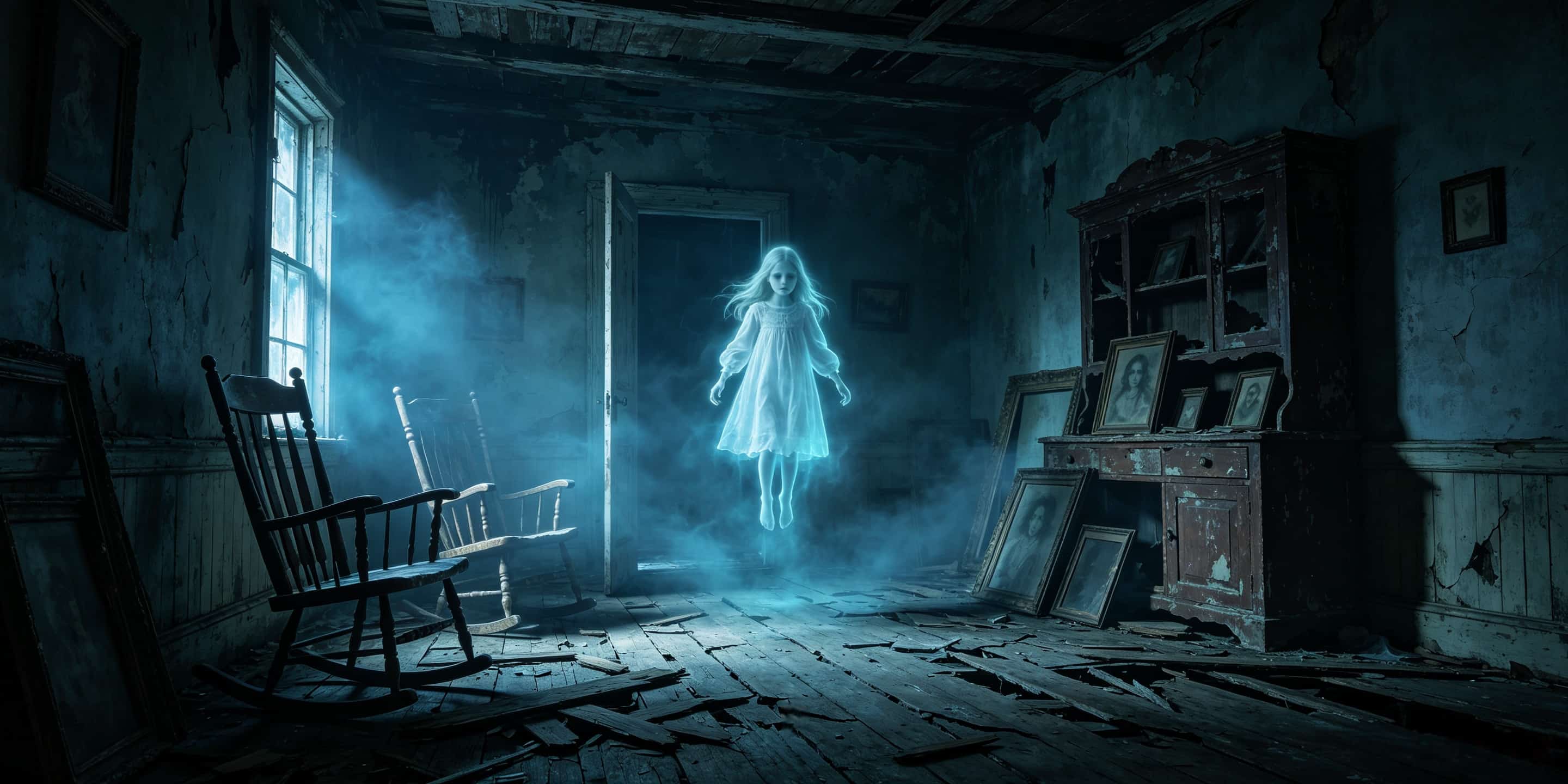 Creepy Halloween Garage Door Decor Glowing Ghost Abandoned Room Halloween Garage Decorations CSH67-67-2 car