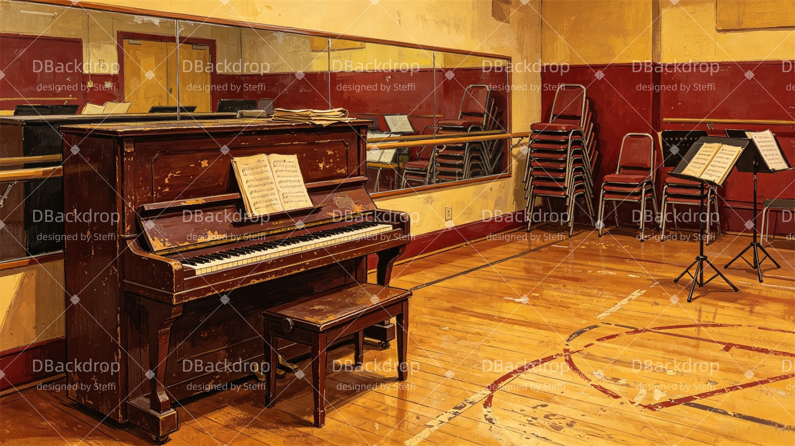 Theater Backdrops Vintage Rehearsal Studio Stage Backdrops For Sale CSH67-T14