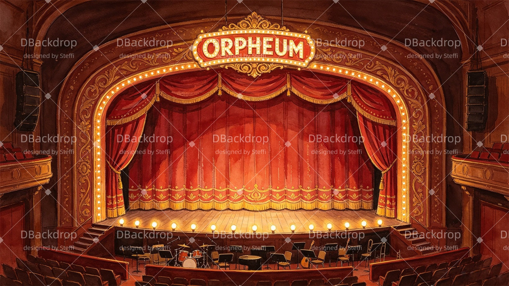 Performance Backdrop Orpheum Theater Stage Musical Backdrop CSH67-T15