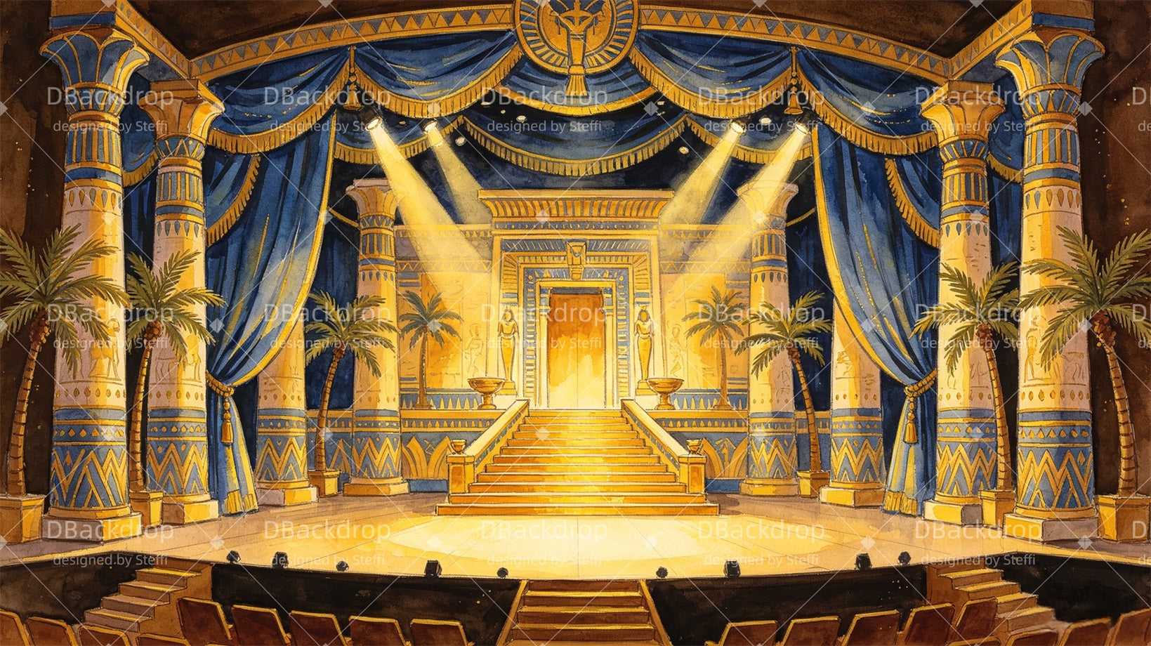 Theater Stage Backdrops Egyptian Palace Stage Performance Backdrop CSH67-T16