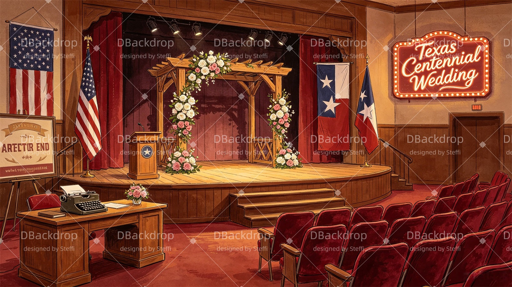 Stage Backdrop Ideas Texas Wedding Stage Movie Theater Backdrop CSH67-T20