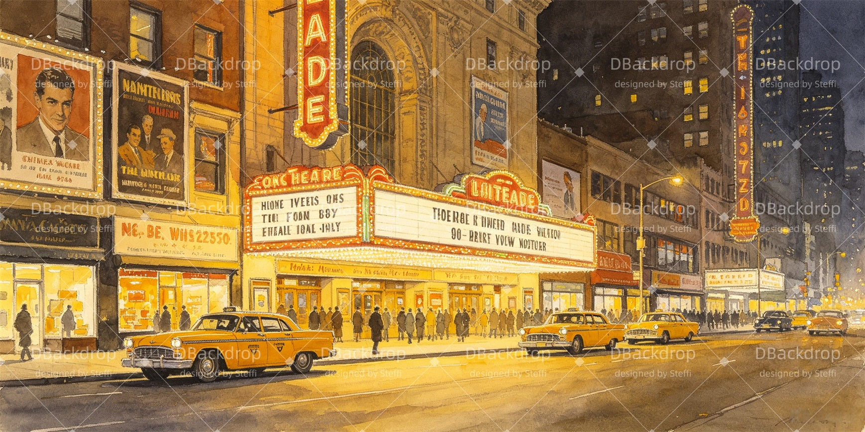 Movie Theater Backdrop Broadway Theater Street Stage Backdrops CSH67-T3