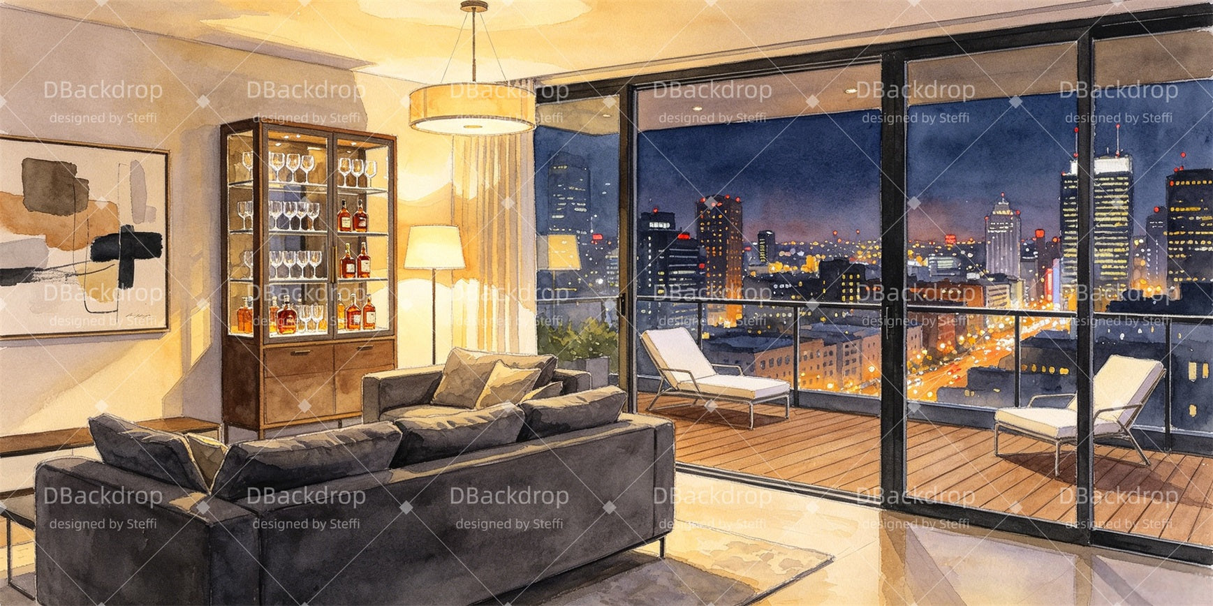 Performance Backdrop Modern City Apartment Theater Stage Backdrops CSH67-T5