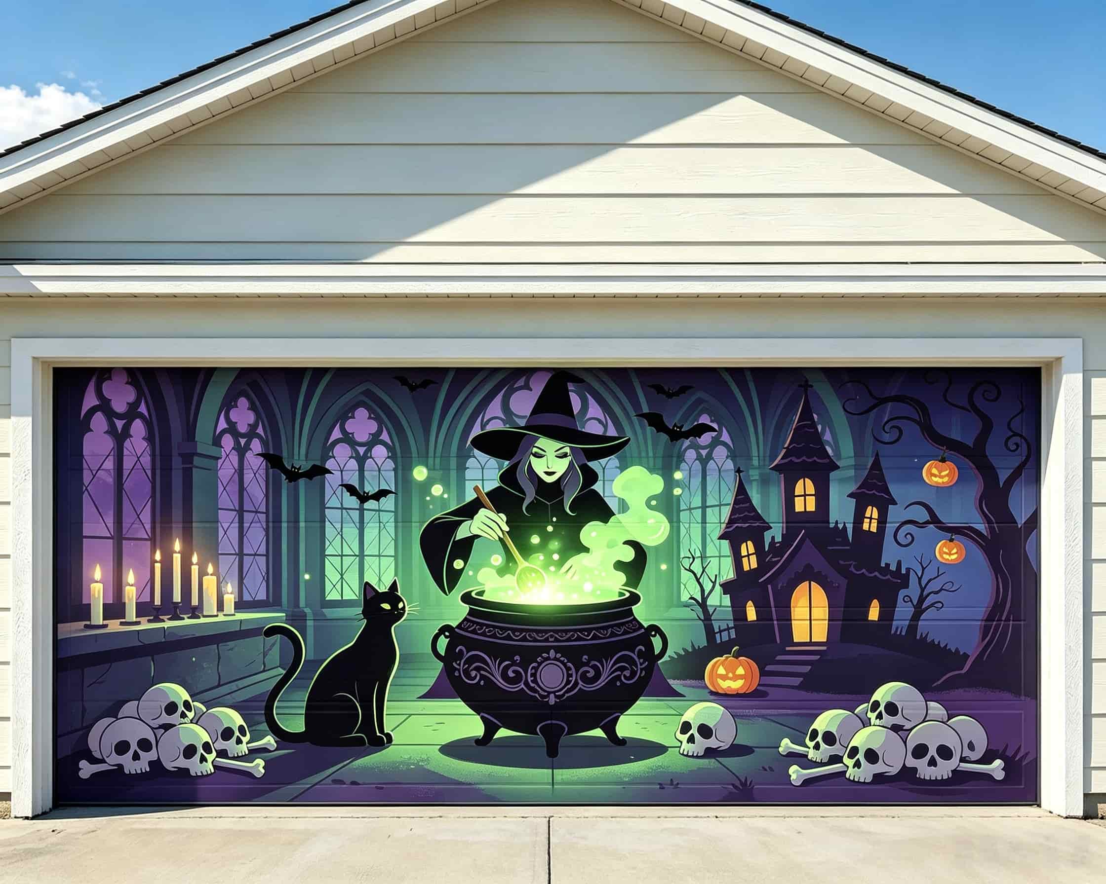 Witch Halloween Garage Door Cover Gothic Witch Potion Chamber Halloween Garage Door Cover CSH68-11-2 car