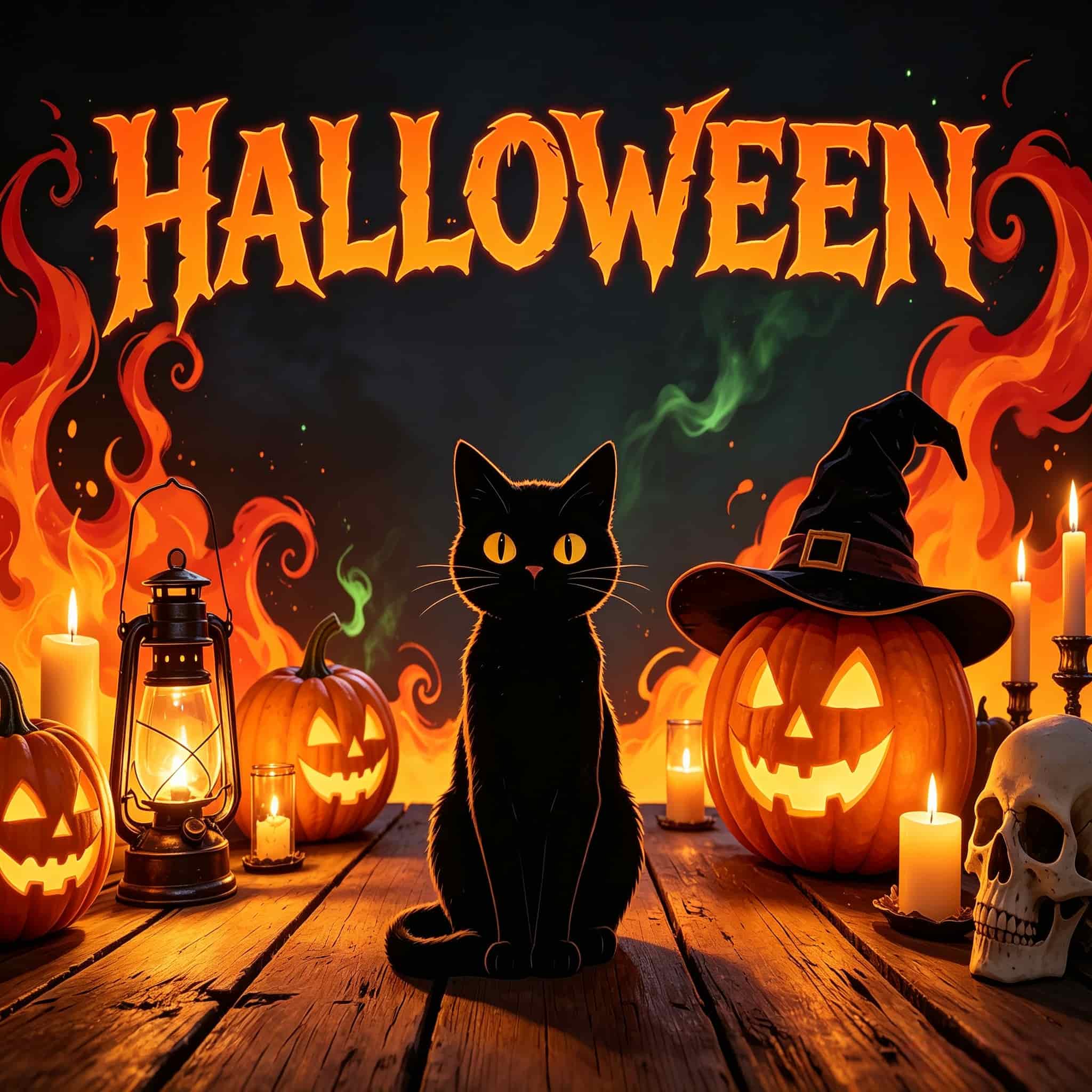 Black Cat Halloween Garage Door Cover Jack O Lanterns Flames Halloween Yard Garage Door Decor CSH68-14-1 car