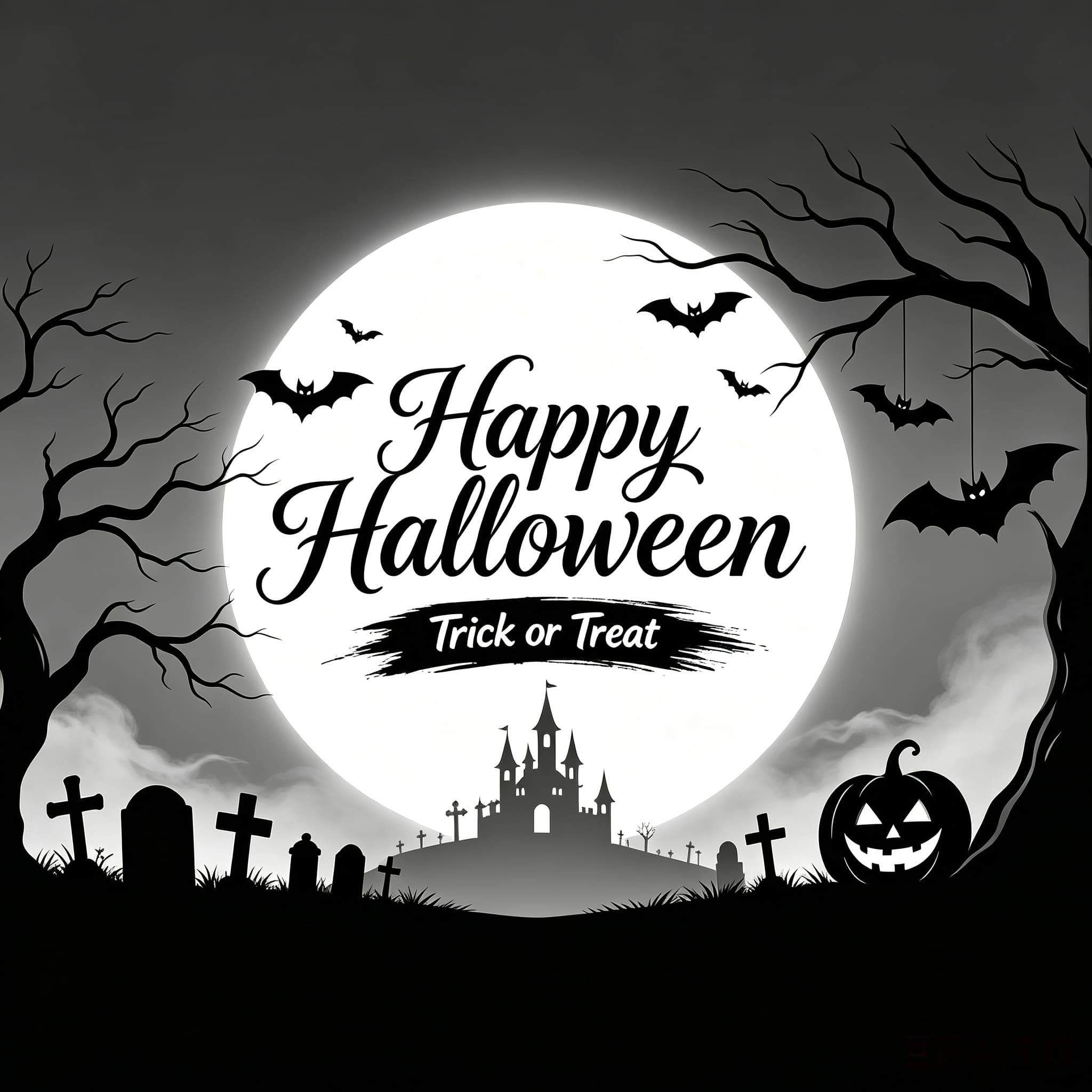 Bat Halloween Garage Door Cover Monochrome Moon Graveyard Silhouette Halloween Porch Garage Door Decor CSH68-16-1 car
