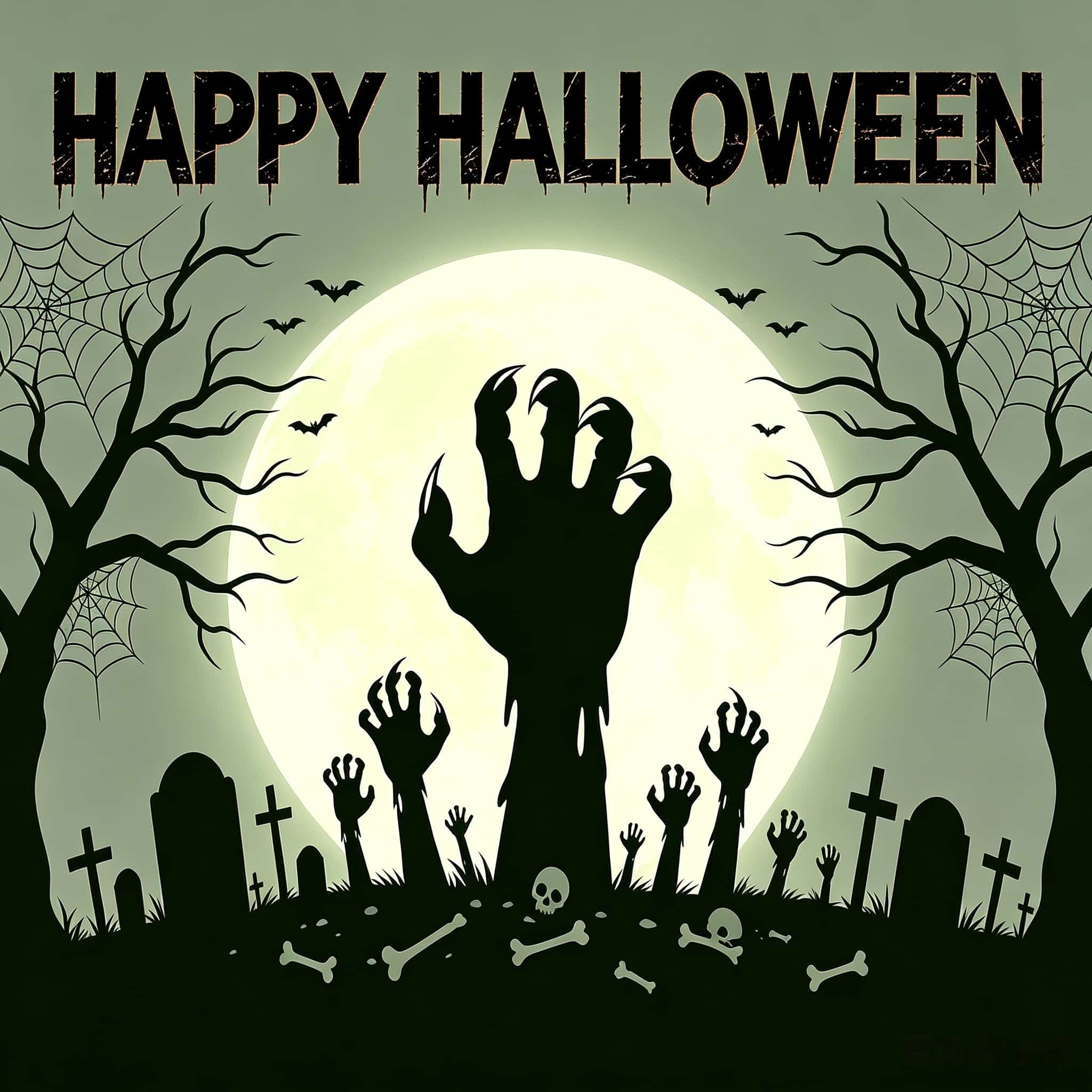 Zombie Halloween Garage Door Decor Moonlit Graveyard Gothic Hands Halloween Garage Door Cover CSH68-17-1 car