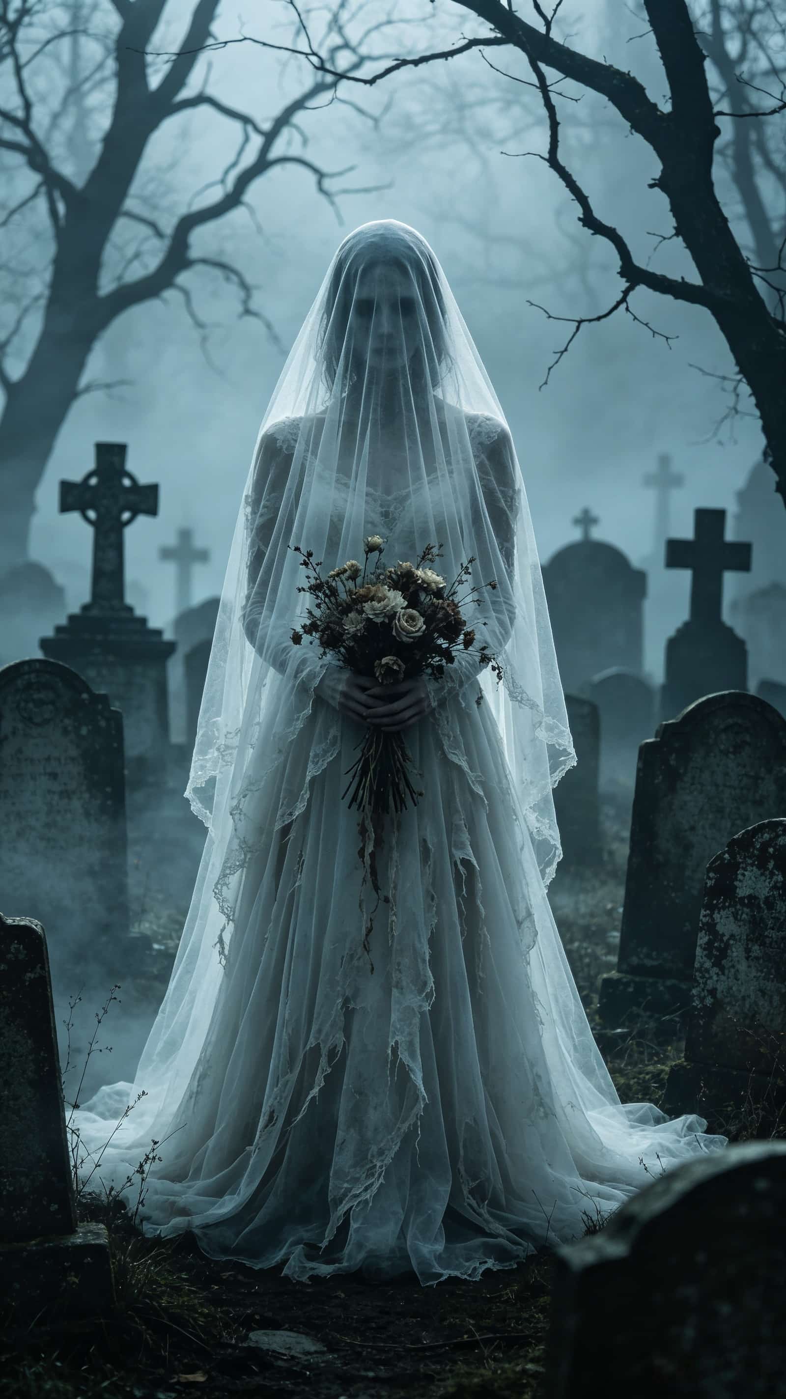 Ghost Bride Door Veiled Bride Cemetery Halloween Bedroom Door Decoration CSH68-25