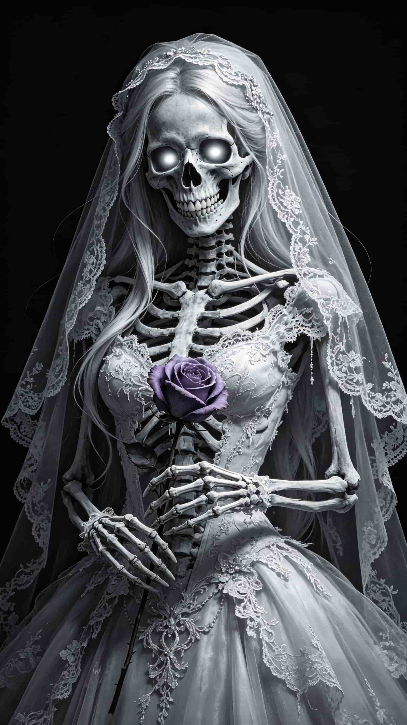 Skeleton Bride Door Skull Bride Purple Rose Halloween Bedroom Door Poster CSH68-26