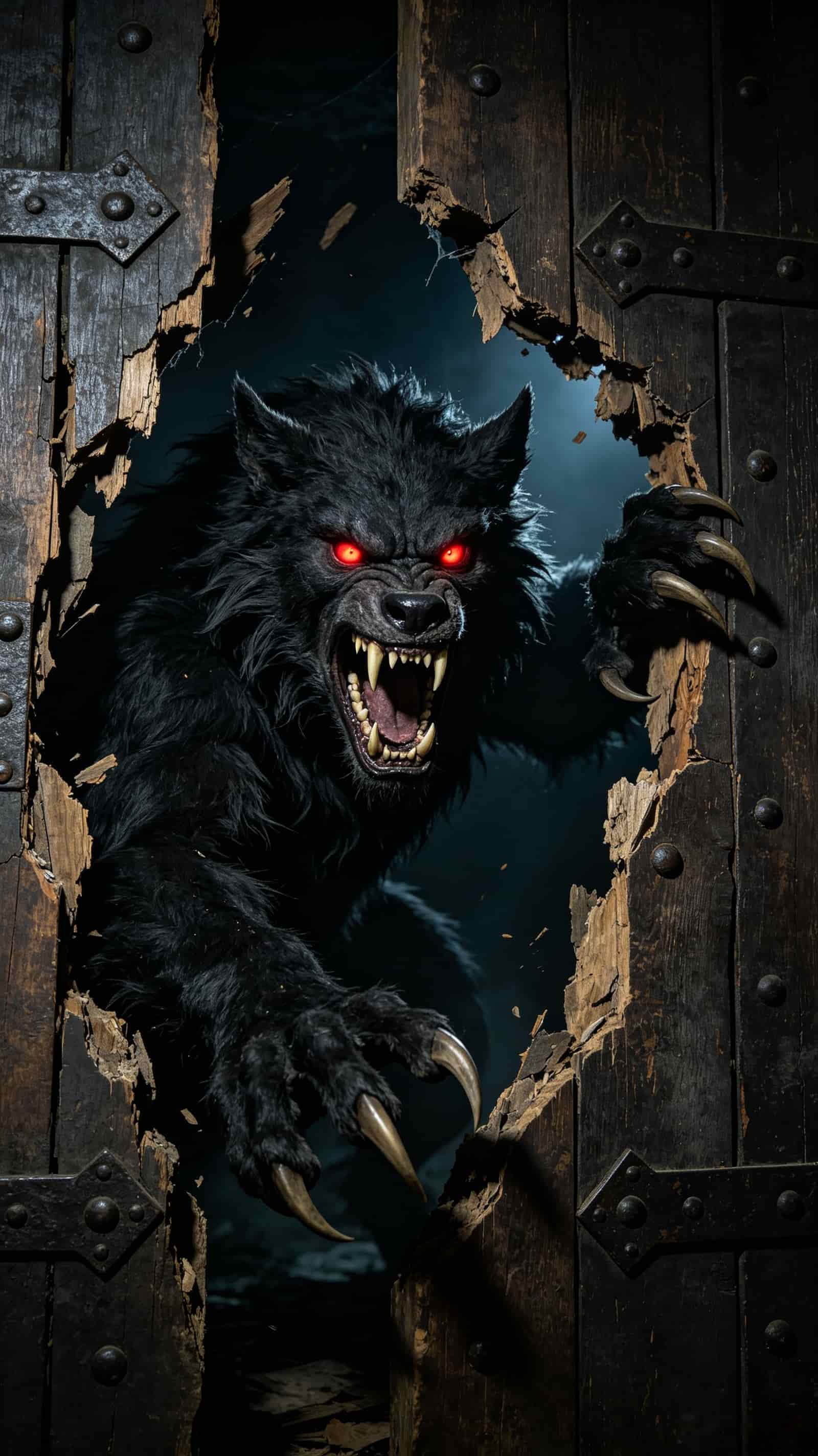 Werewolf Forest Door Broken Wooden Door Full Size Halloween Door Cover CSH68-33