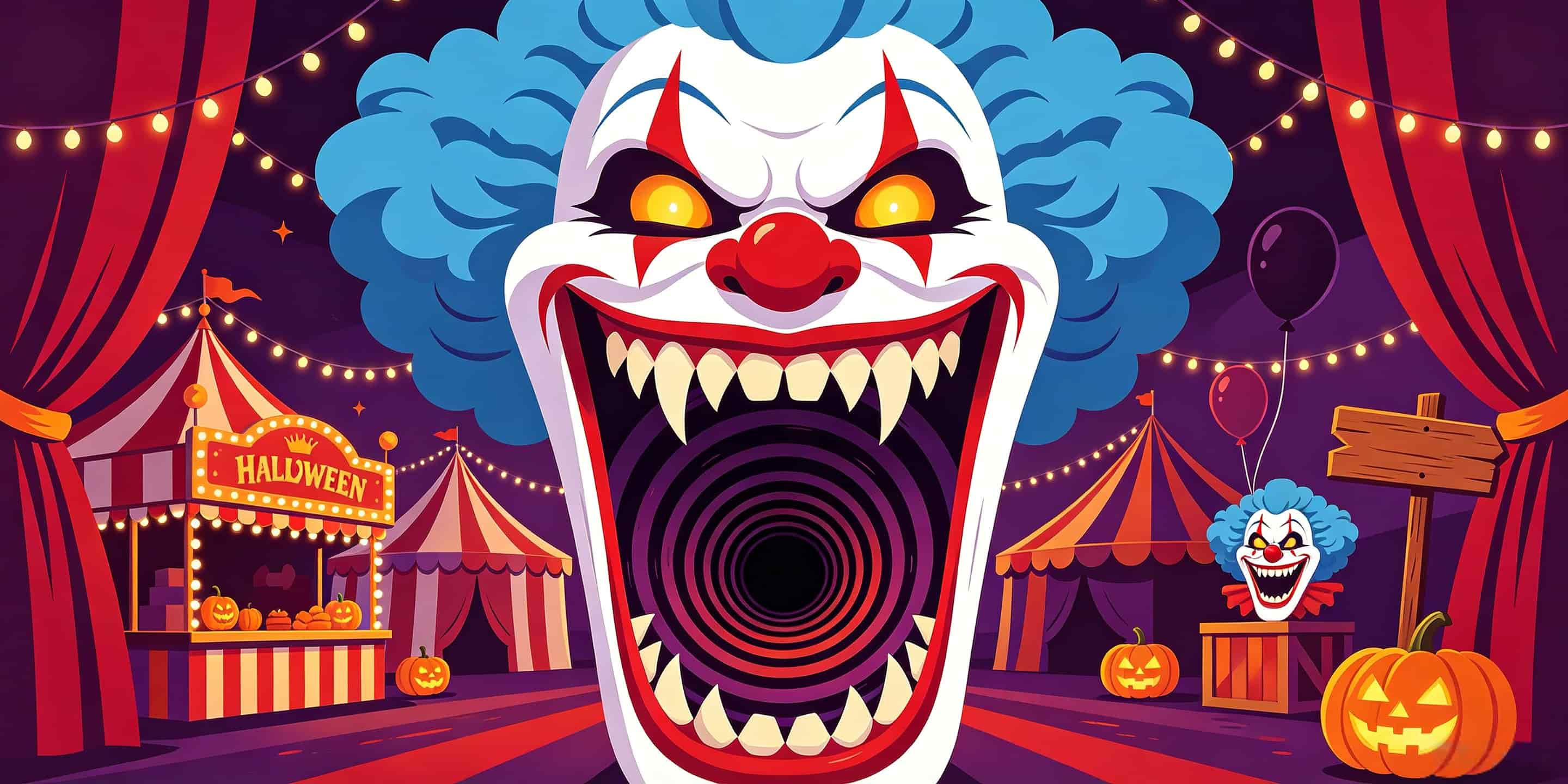 Pastel Halloween Garage Door Decor Creepy Clown Carnival Entrance Halloween Garage Door Decor CSH68-4-2 car
