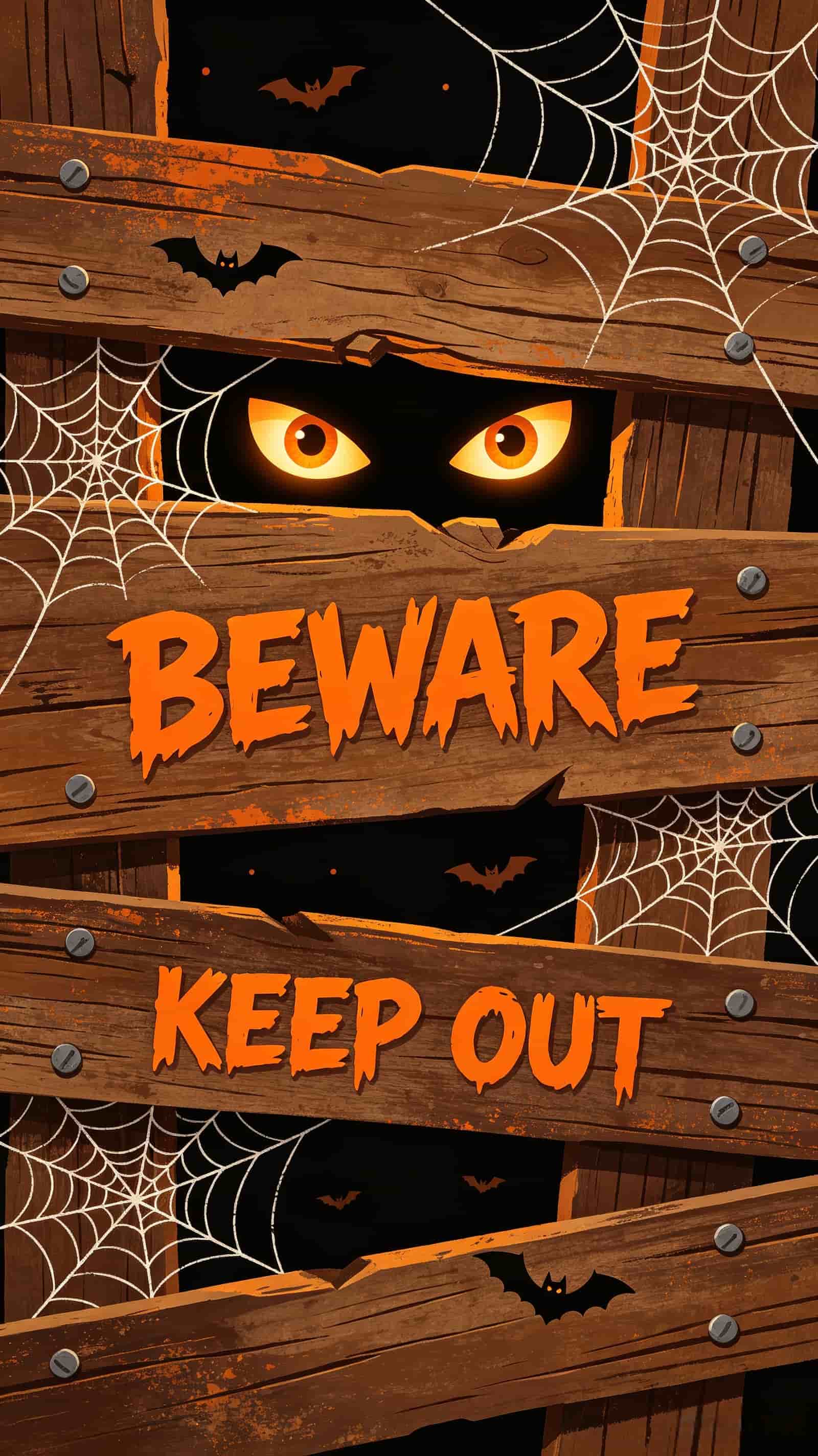 Spider Web Door Wooden Warning Eyes Halloween Bedroom Door Decor CSH68-46