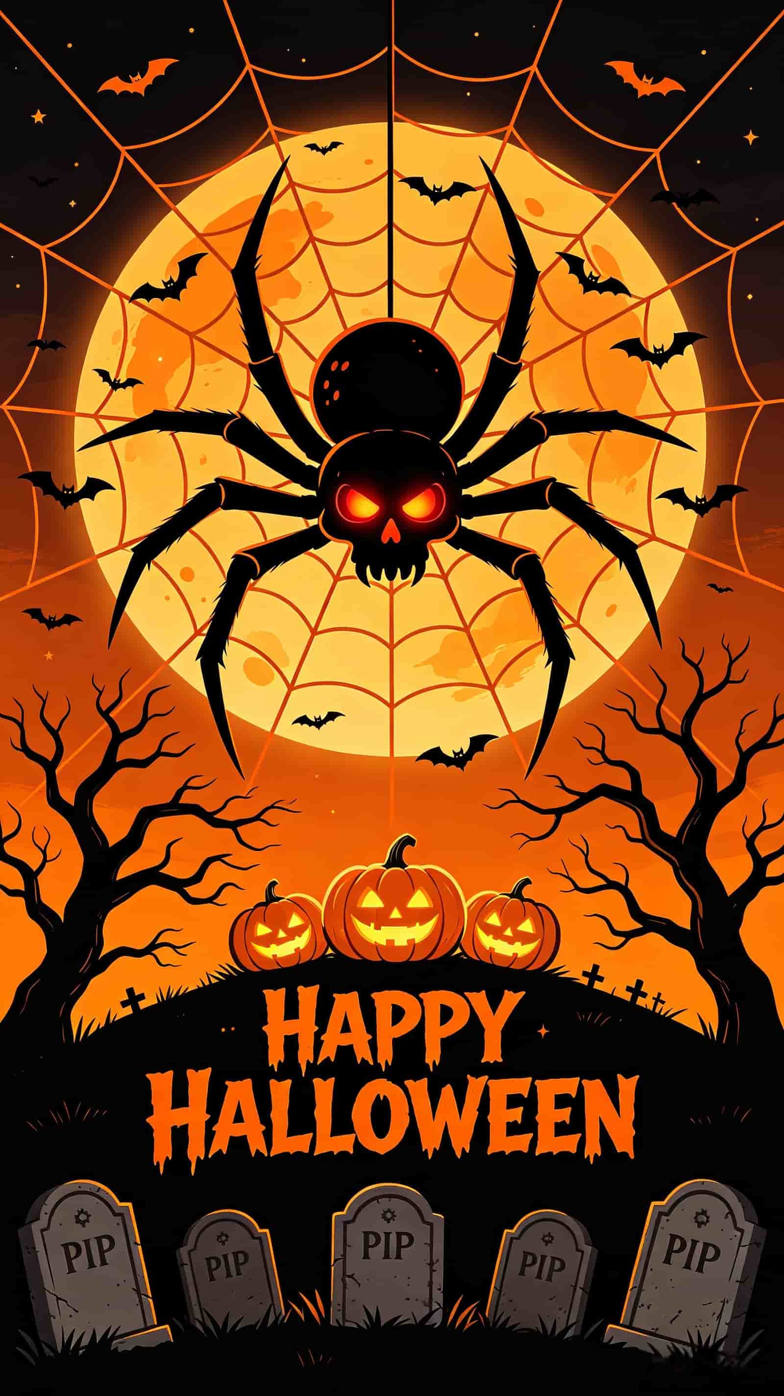 Giant Spider Door Spider Moon Graveyard Halloween Indoor Door Cover CSH68-47