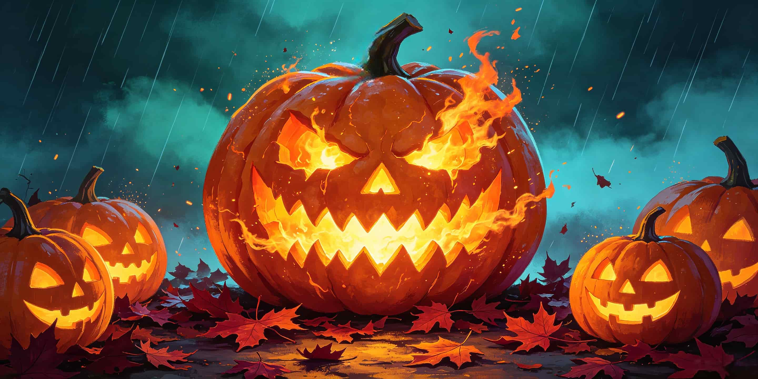Pumpkin Halloween Garage Door Cover Jack O Lanterns Rainy Night Halloween Garage Door Cover CSH68-5-2 car