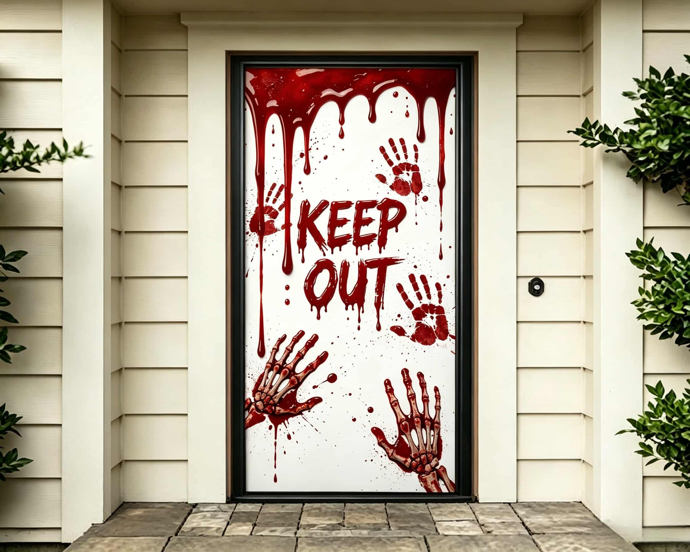 Bloody Handprint Door Creepy Warning Handprints Halloween Front Door Poster CSH68-51
