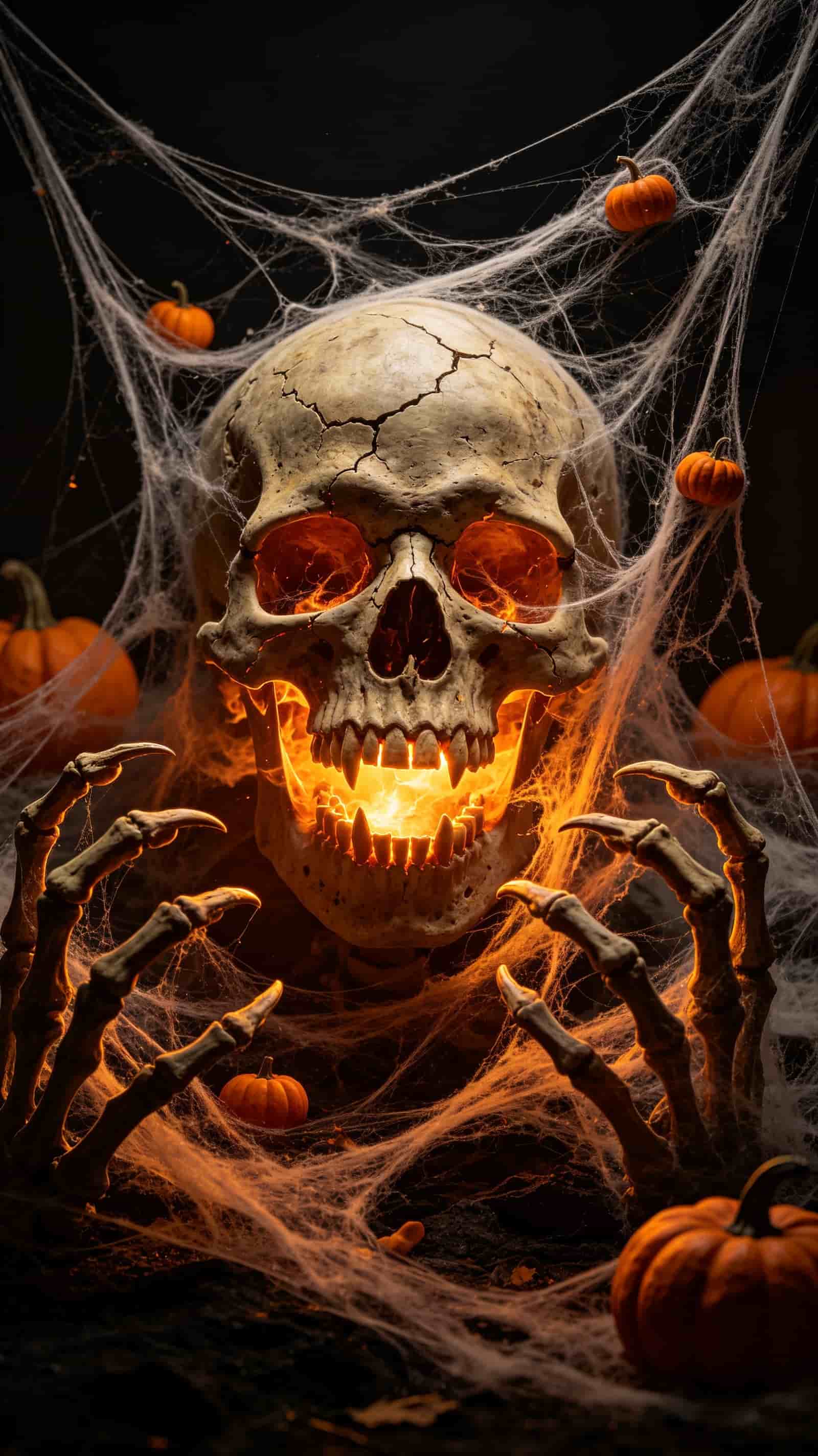 Demon Face Door Flaming Skull Claws Halloween Front Door Tapestry CSH68-53