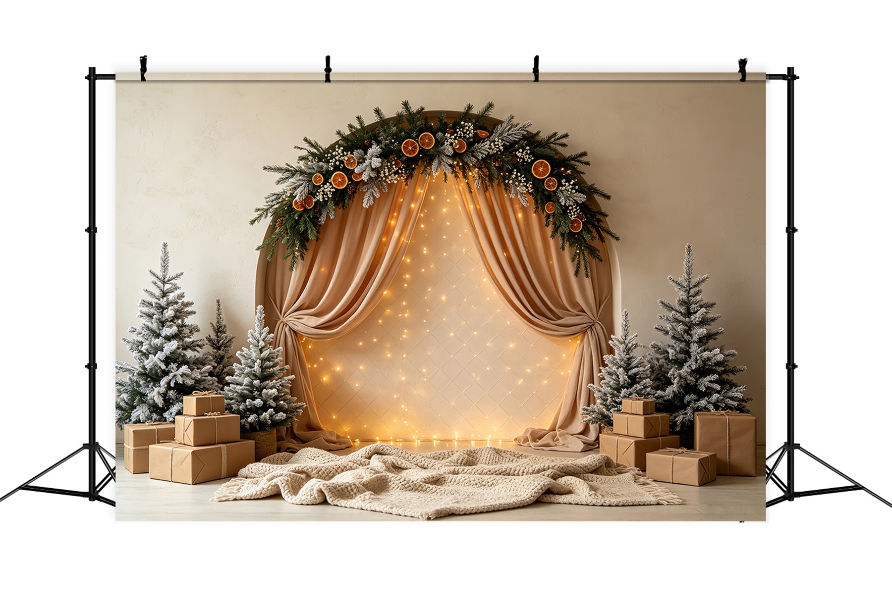Christmas Lights Backdrop Frosted Arch Garland Curtain Backdrop Christmas CSH68-56