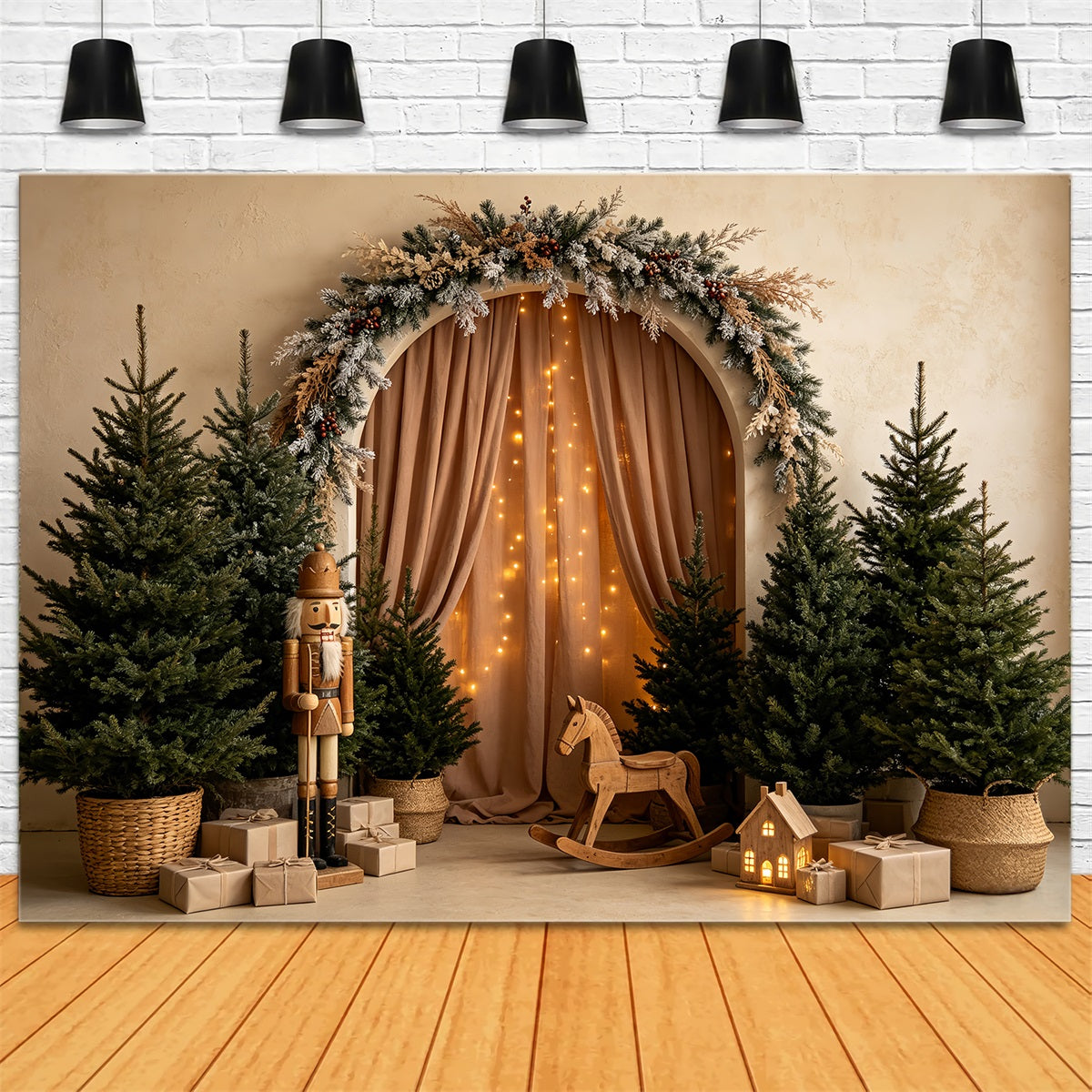 Christmas Tree Backdrop Woodland Arch Nutcracker Professional Christmas Backdrops CSH68-58