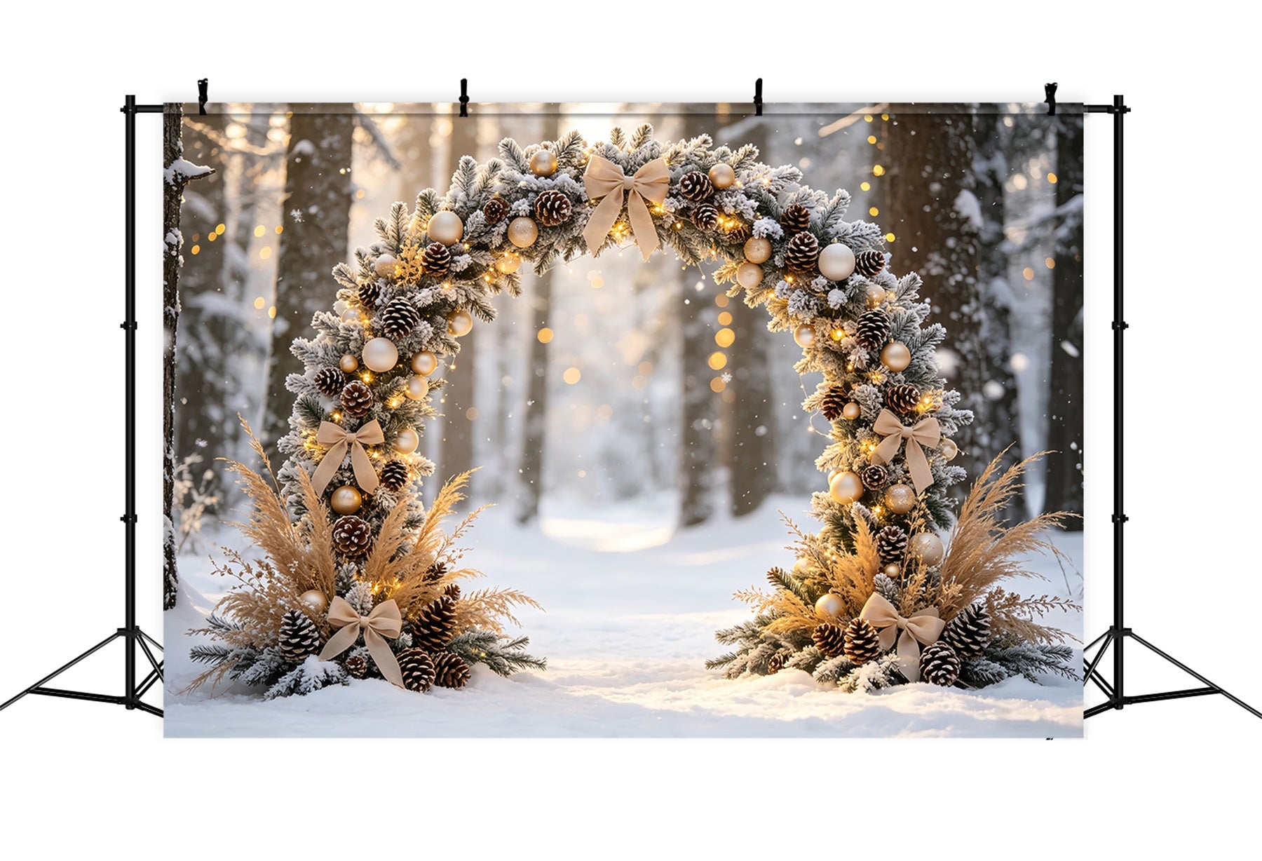 Christmas Bokeh Backdrop Frosted Forest Archway Wall Backdrop Christmas CSH68-84