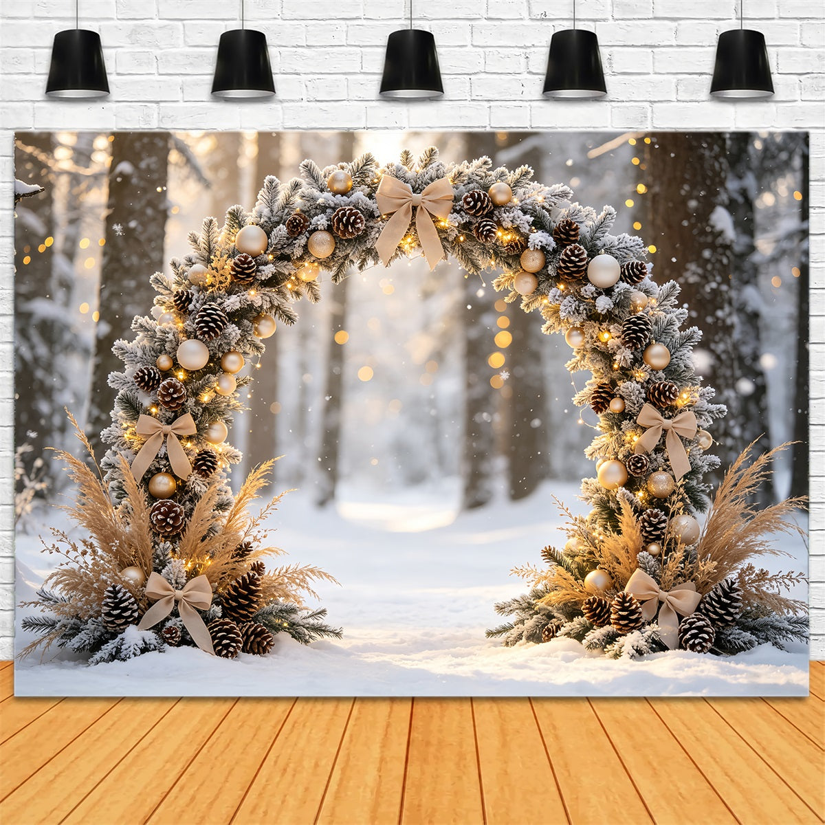 Christmas Bokeh Backdrop Frosted Forest Archway Wall Backdrop Christmas CSH68-84