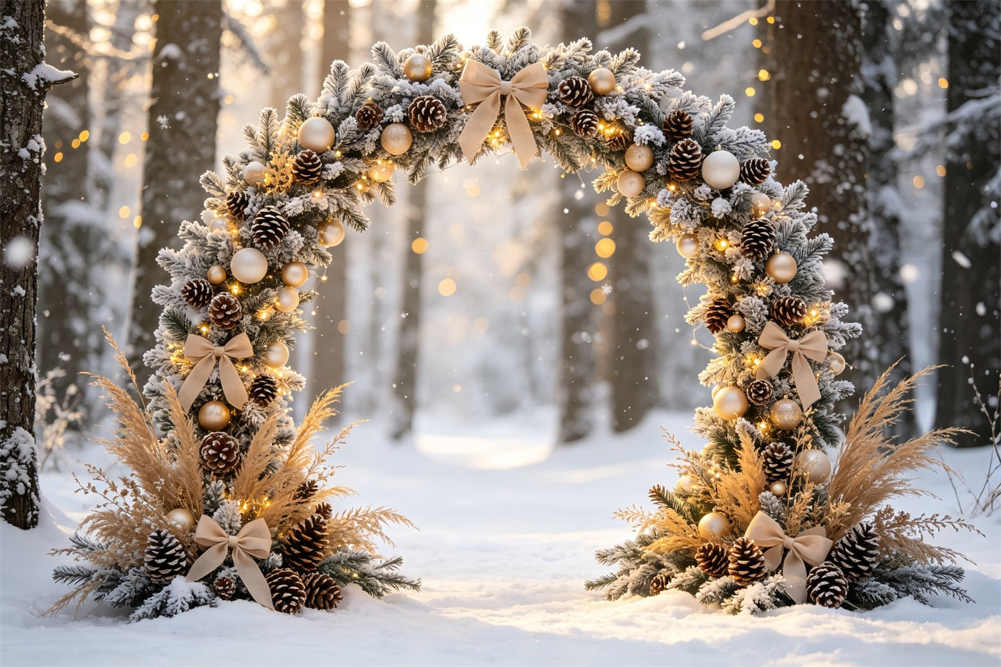 Christmas Bokeh Backdrop Frosted Forest Archway Wall Backdrop Christmas CSH68-84