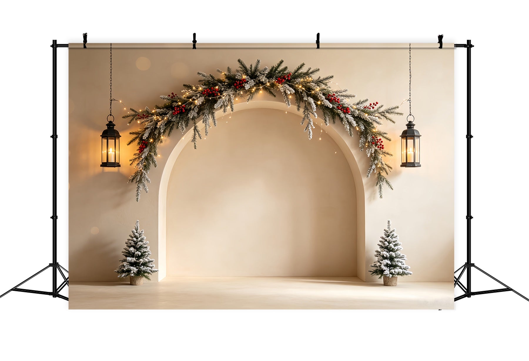 Boho Christmas Backdrop Elegant Garland Archway Christmas Backdrop CSH68-89