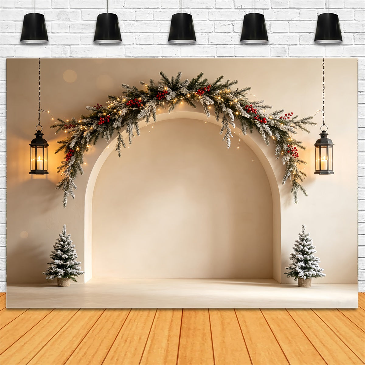 Boho Christmas Backdrop Elegant Garland Archway Christmas Backdrop CSH68-89