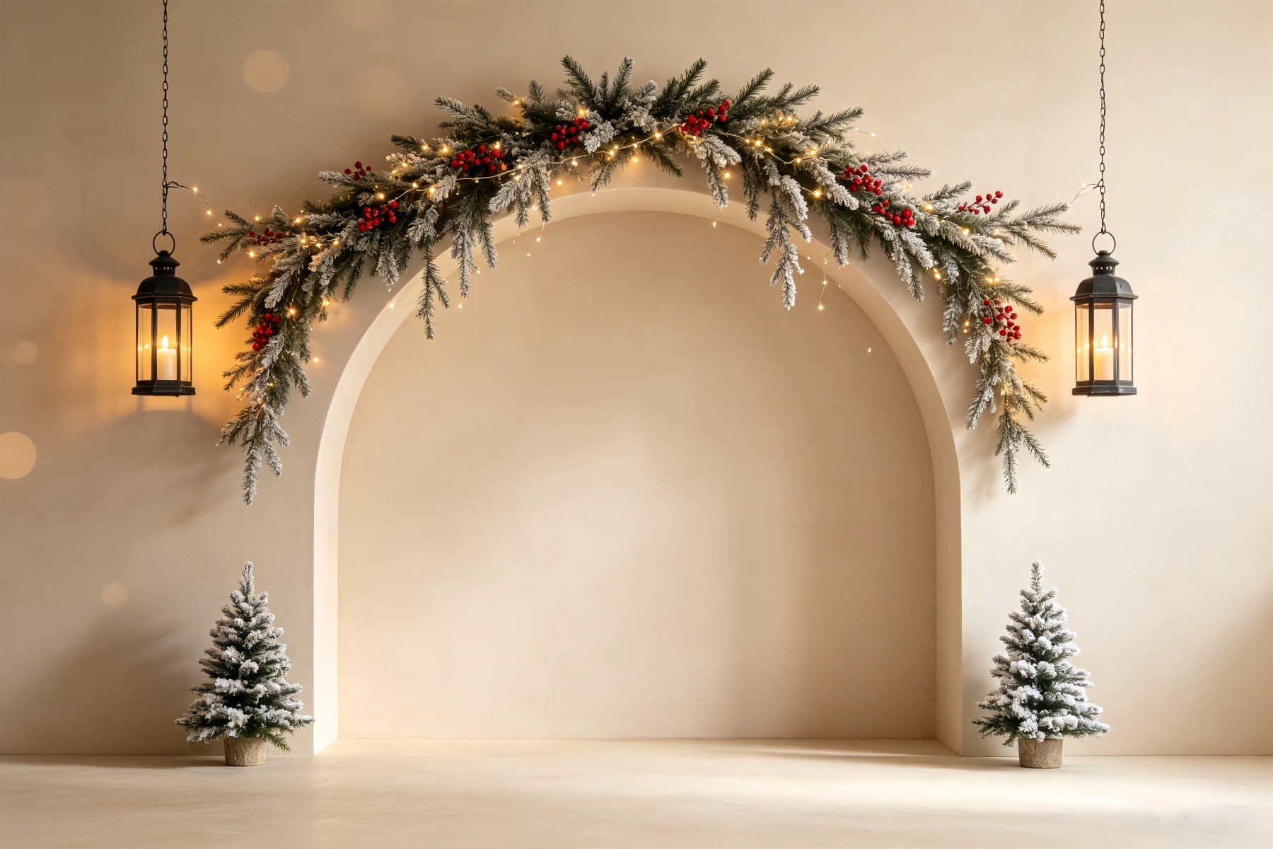 Boho Christmas Backdrop Elegant Garland Archway Christmas Backdrop CSH68-89