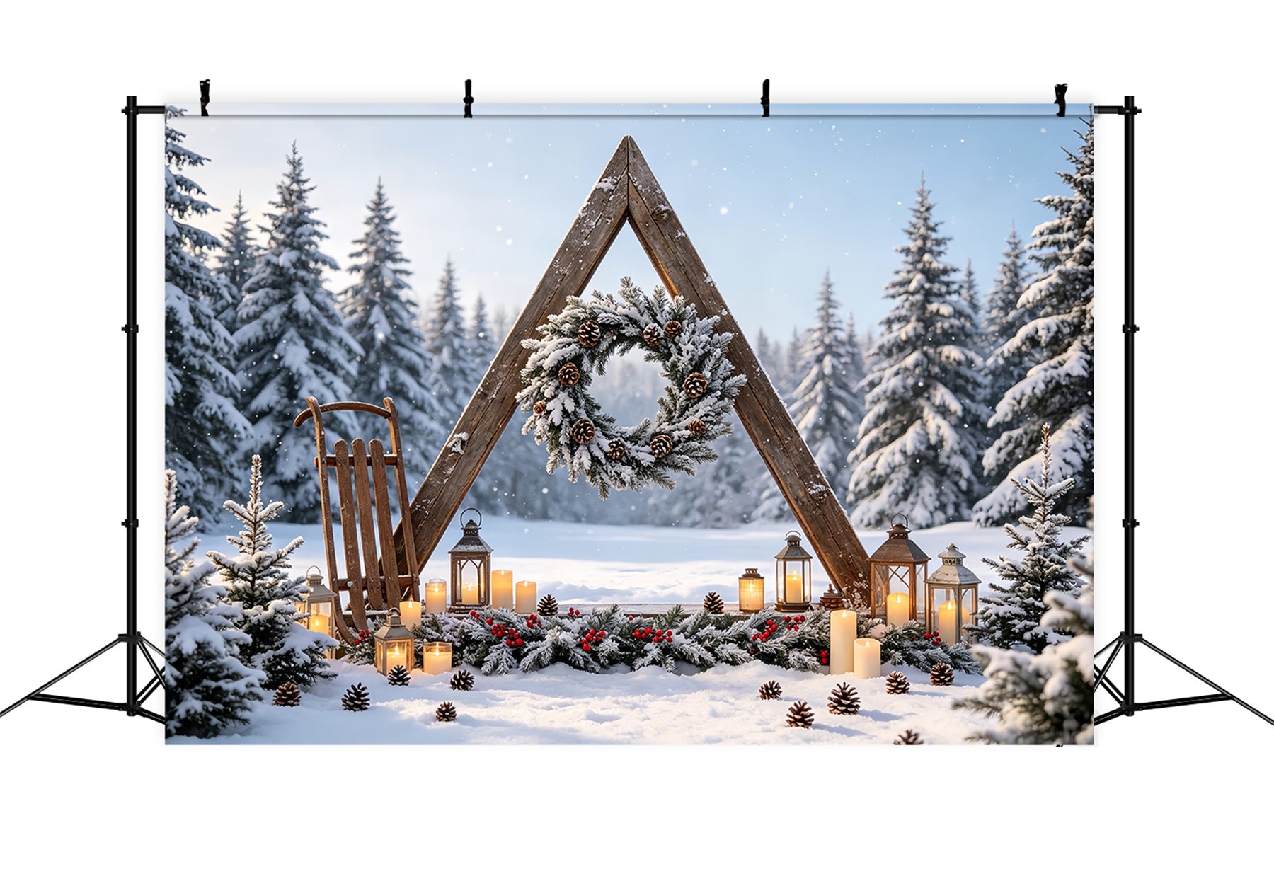 Christmas Forest Backdrop Snowy Woodland Archway Christmas Photography Backdrops CSH68-96