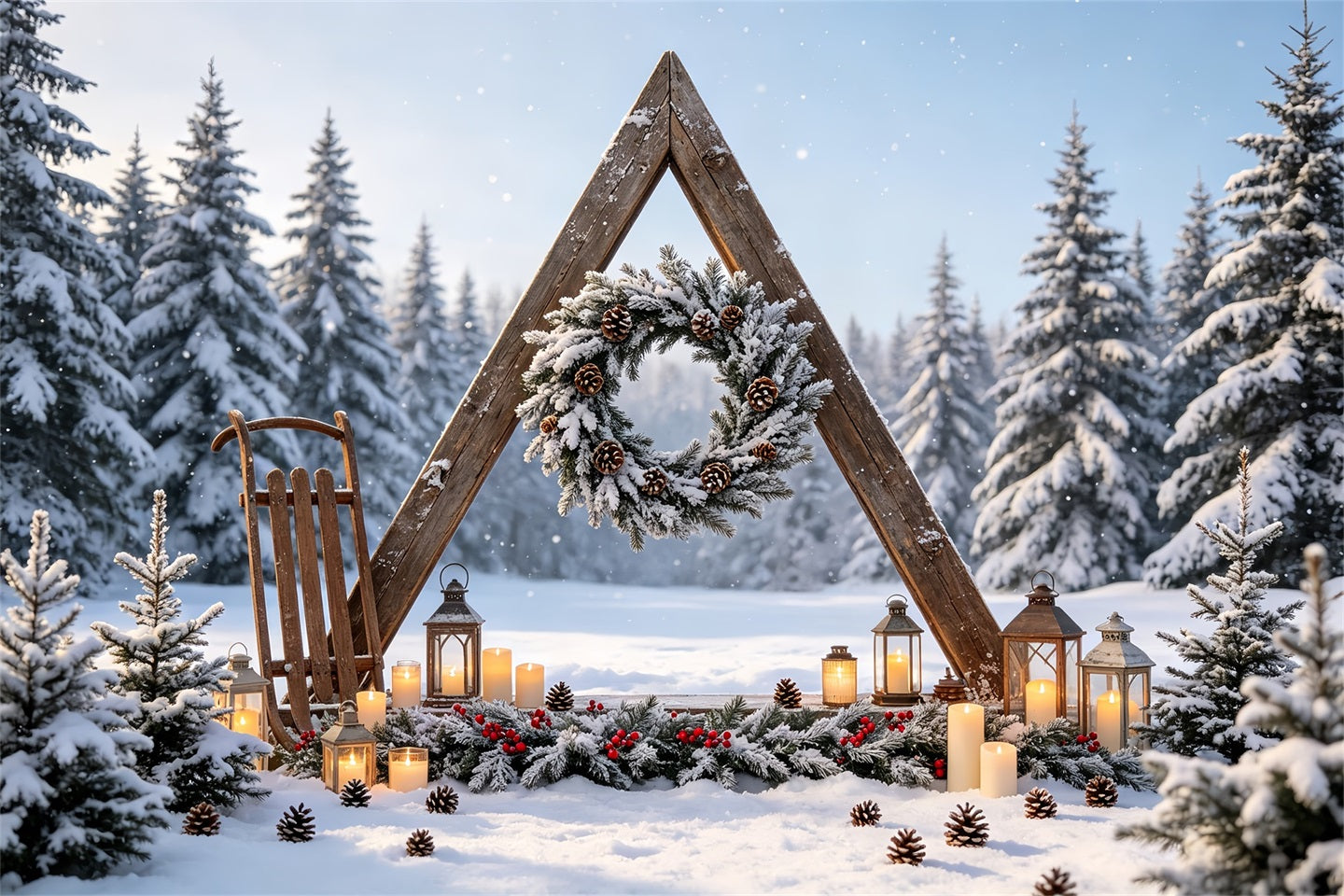 Christmas Forest Backdrop Snowy Woodland Archway Christmas Photography Backdrops CSH68-96