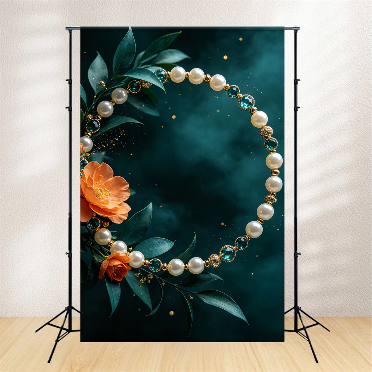 Xmas Backdrop Pearl Jewel Floral Frame Christmas Themed Backdrops CSH69-104