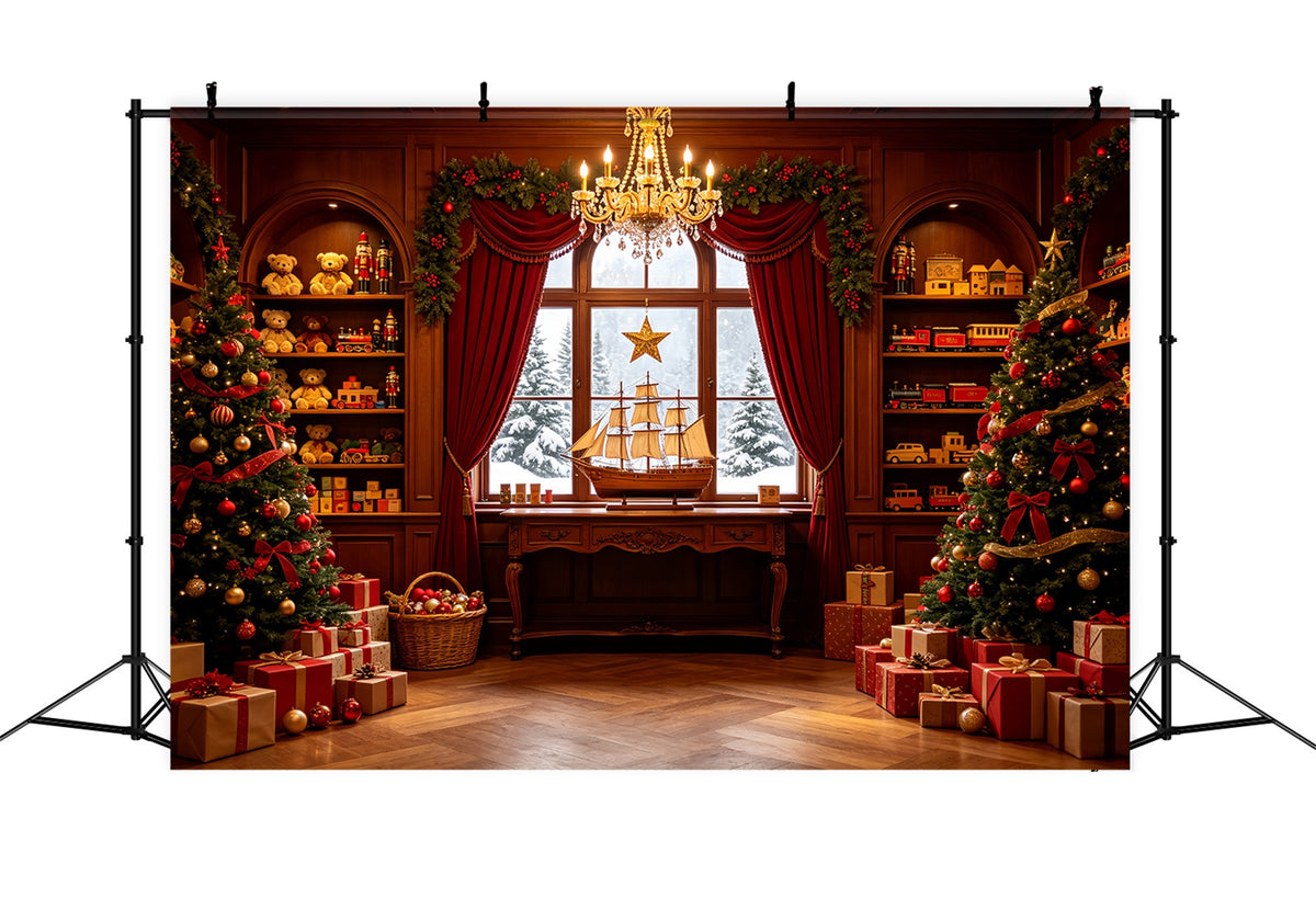 Christmas Party Backdrop Elegant Toy Library Display Photo Christmas Backdrops CSH69-12