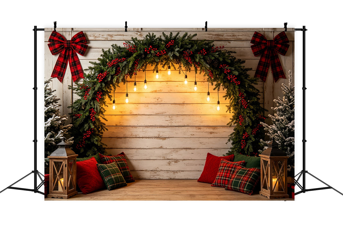 Christmas Arch Backdrop Rustic Garland Light Arch Studio Christmas Backdrops CSH69-15