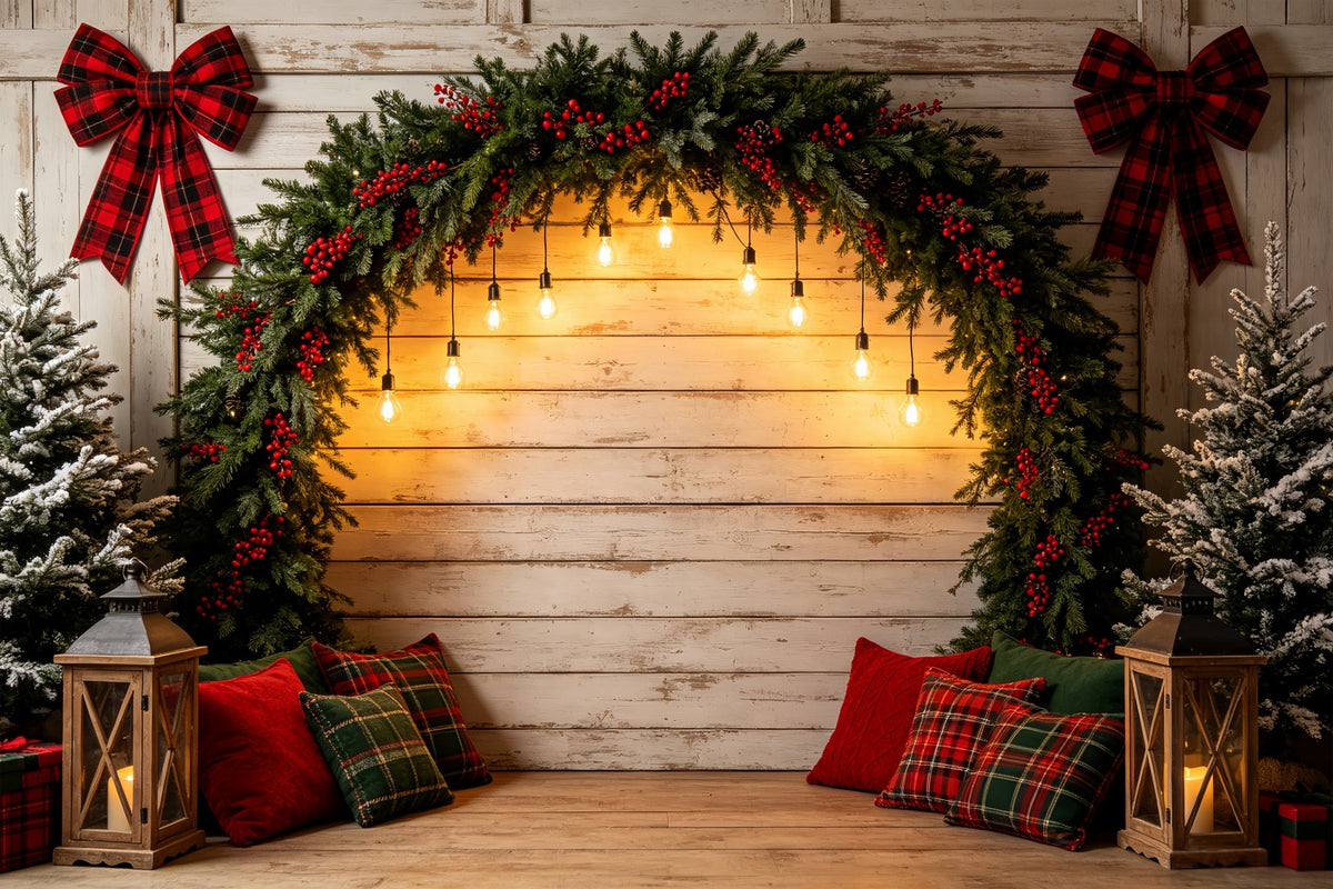 Christmas Arch Backdrop Rustic Garland Light Arch Studio Christmas Backdrops CSH69-15