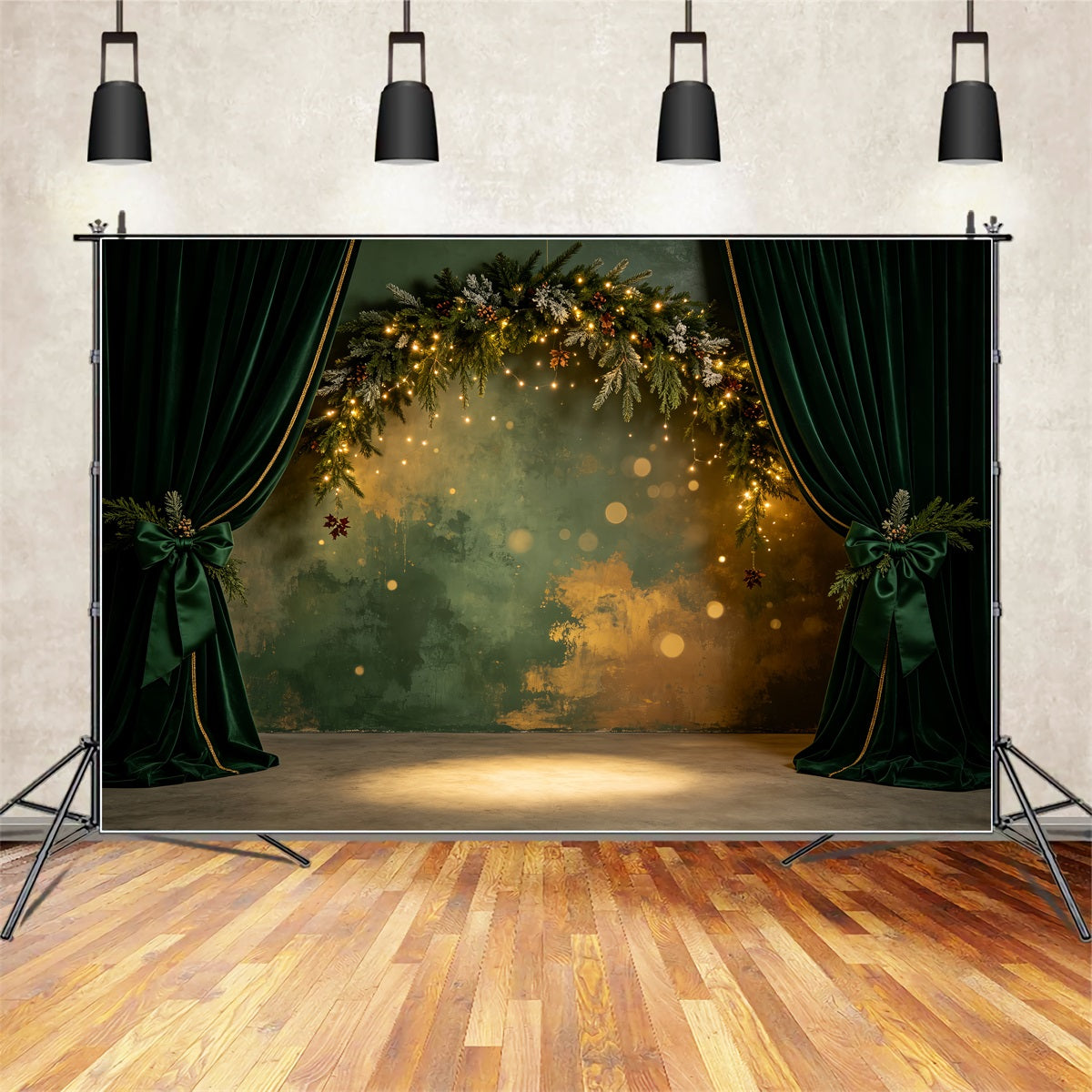 Christmas Wall Backdrop Emerald Velvet Garland Arch Christmas Indoor Backdrop CSH69-18