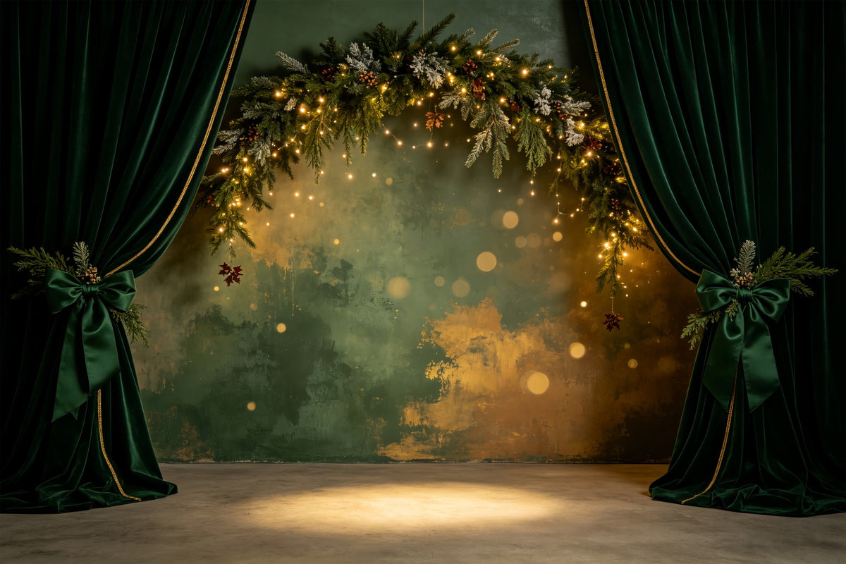 Christmas Wall Backdrop Emerald Velvet Garland Arch Christmas Indoor Backdrop CSH69-18