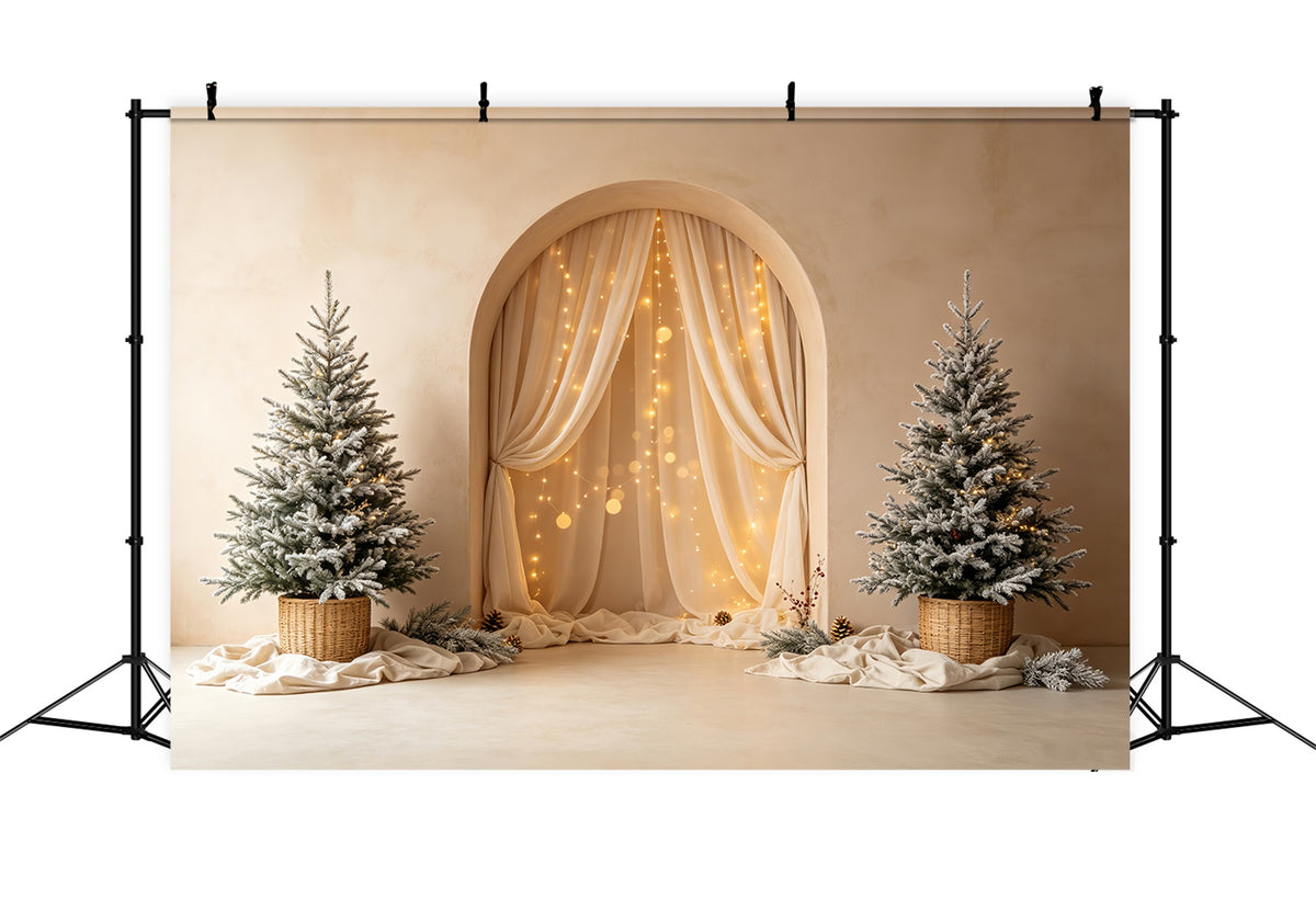 Boho Christmas Backdrop Soft Arch Tree Glow Photographic Backdrops Christmas CSH69-24