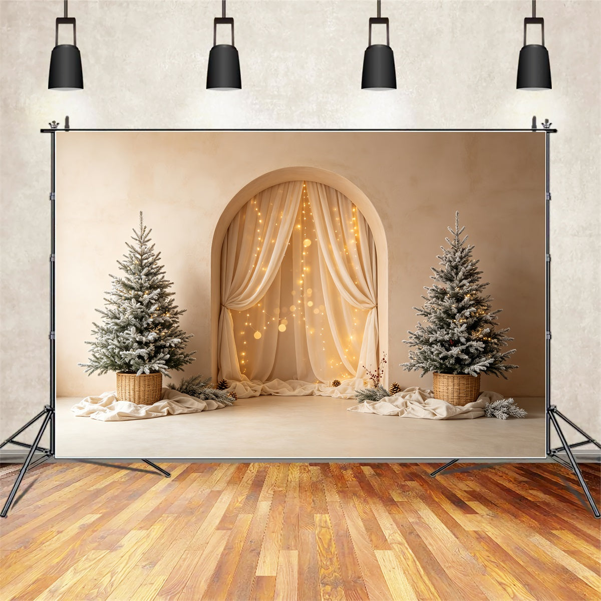 Boho Christmas Backdrop Soft Arch Tree Glow Photographic Backdrops Christmas CSH69-24