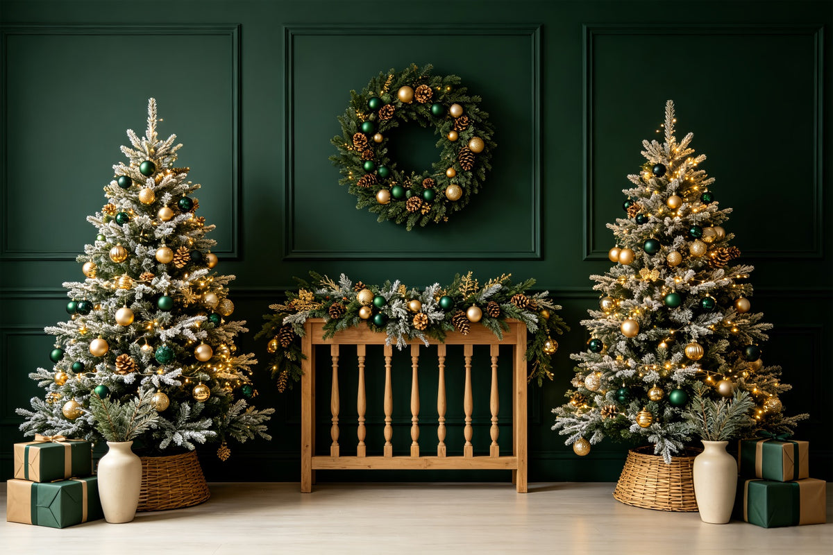 Christmas Headboard Backdrop Emerald Gold Nursery Decor Christmas Photo Backdrop CSH69-28