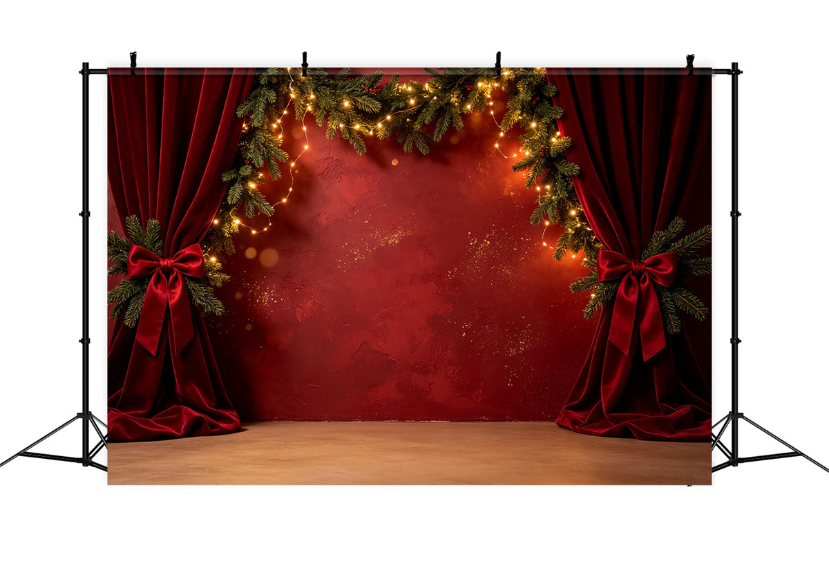Christmas Wall Backdrop Red Velvet Garland Stage Christmas Photography Backdrops CSH69-33