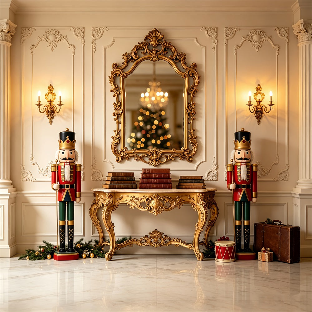 Christmas Nutcracker Backdrop Mirror Console Display Photo Backdrop Christmas CSH69-34