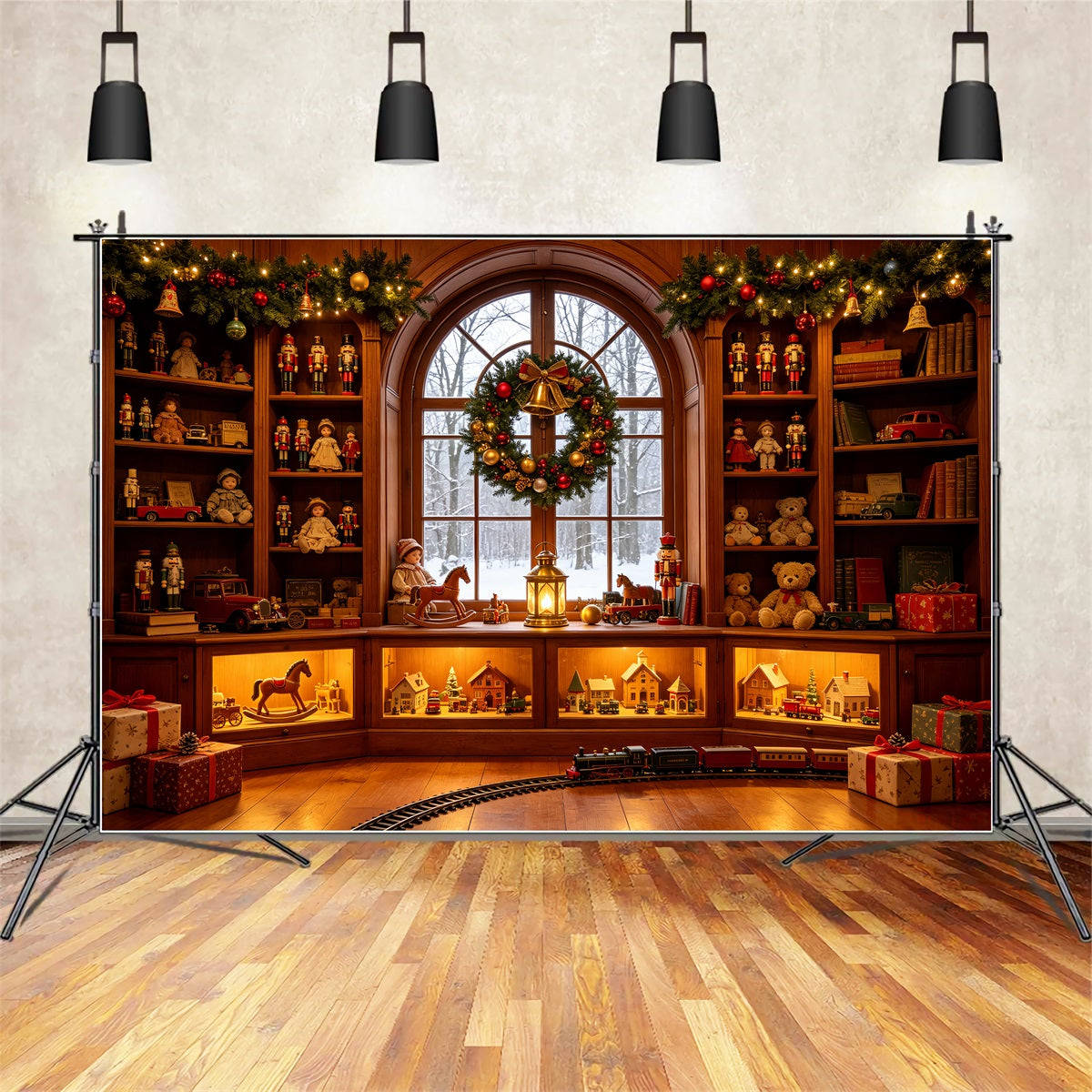 Christmas Themed Backdrops Nutcracker Toy Library Display Christmas Wall Backdrop CSH69-36