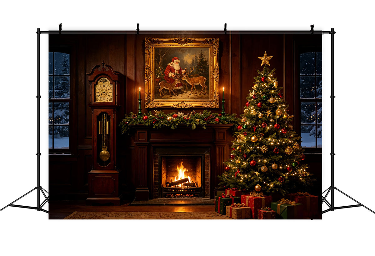 Fireplace Christmas Backdrop Santa Portrait Hearth Room Large Christmas Backdrop CSH69-38