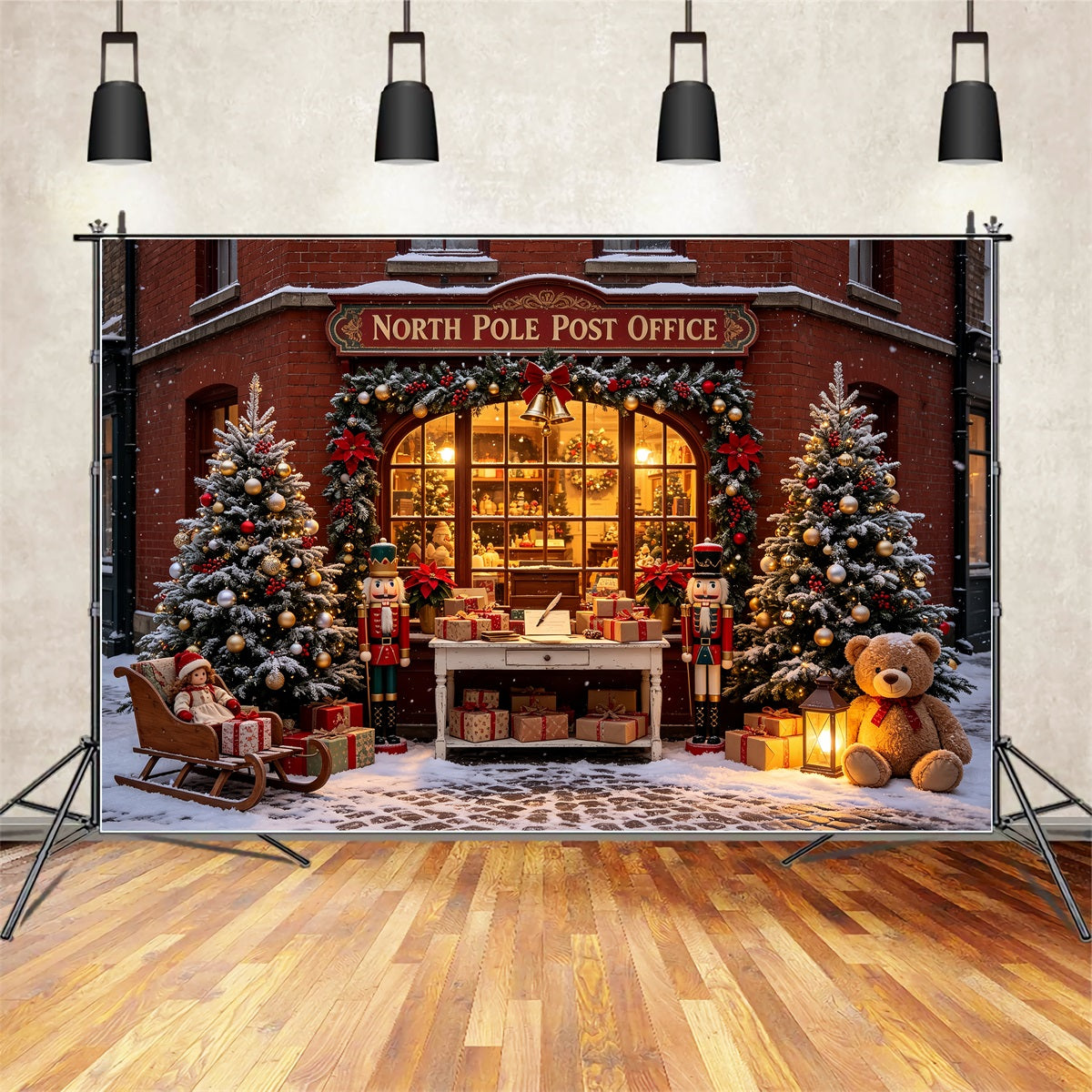 Outdoor Christmas Backdrop North Pole Post Office Photography Backdrops Christmas CSH69-4