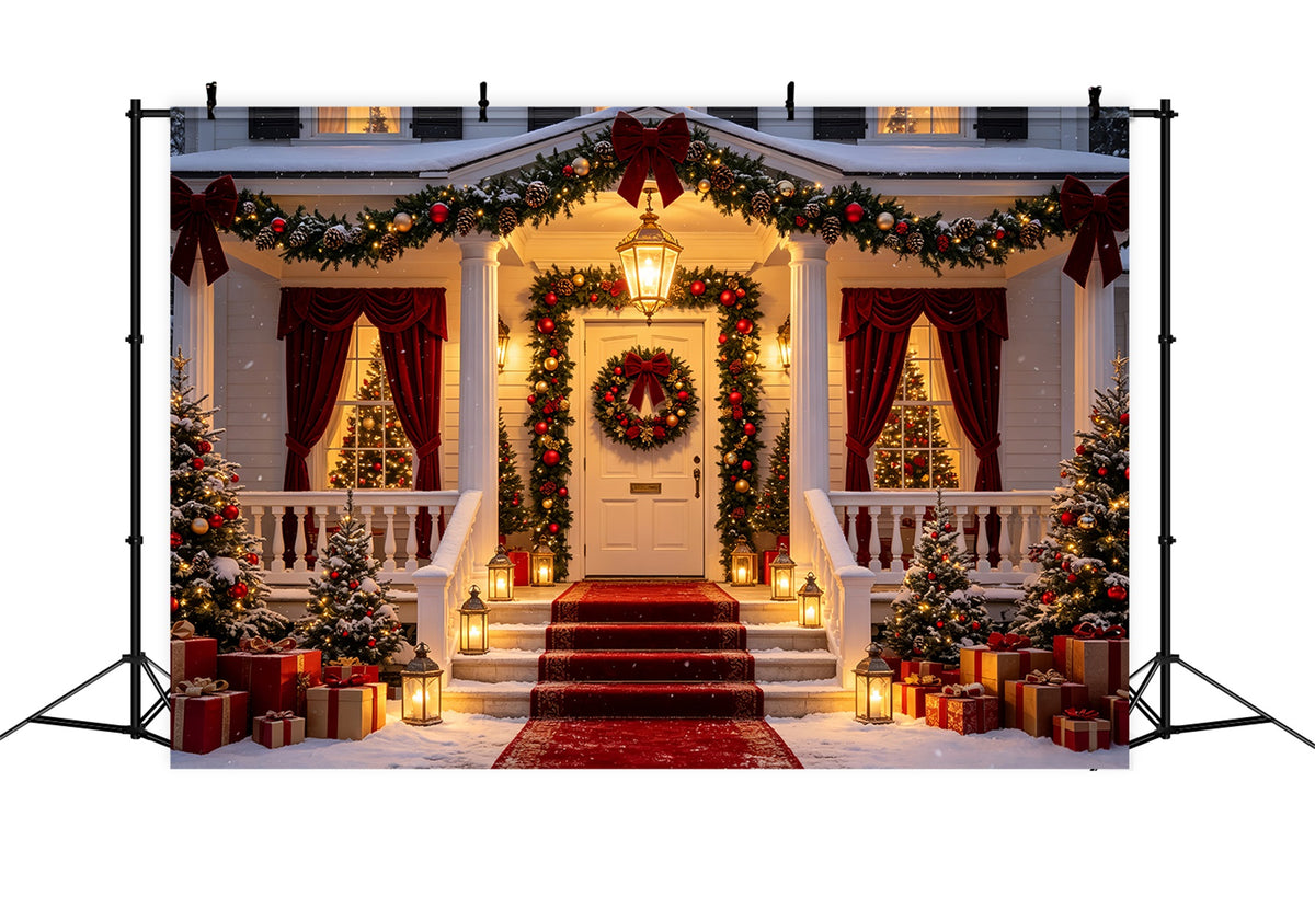 Night Before Christmas Backdrop Red Carpet Porch Entrance Photography Christmas Backdrop CSH69-40