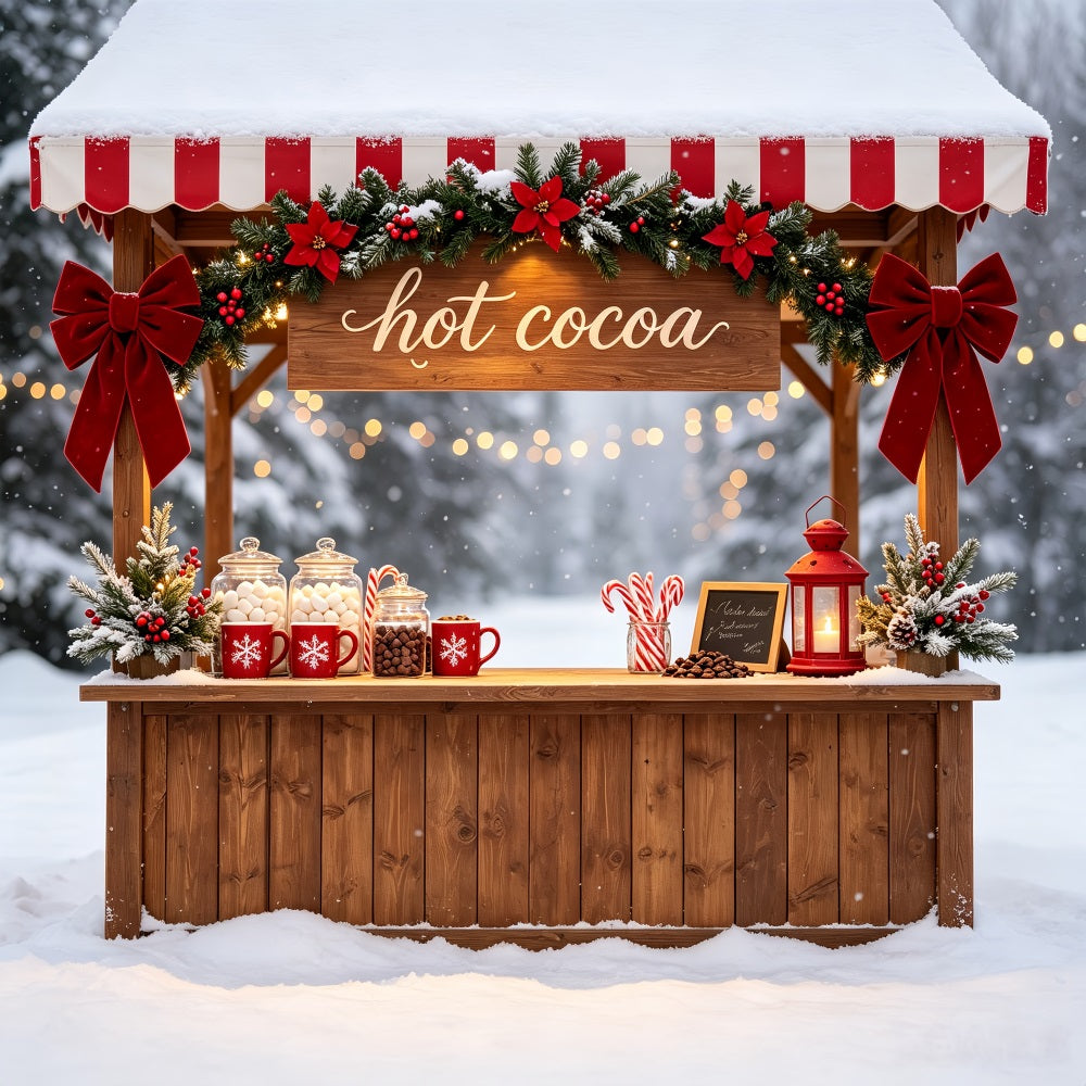Snowy Christmas Backdrop Hot Cocoa Winter Stand Indoor Christmas Backdrop CSH69-46