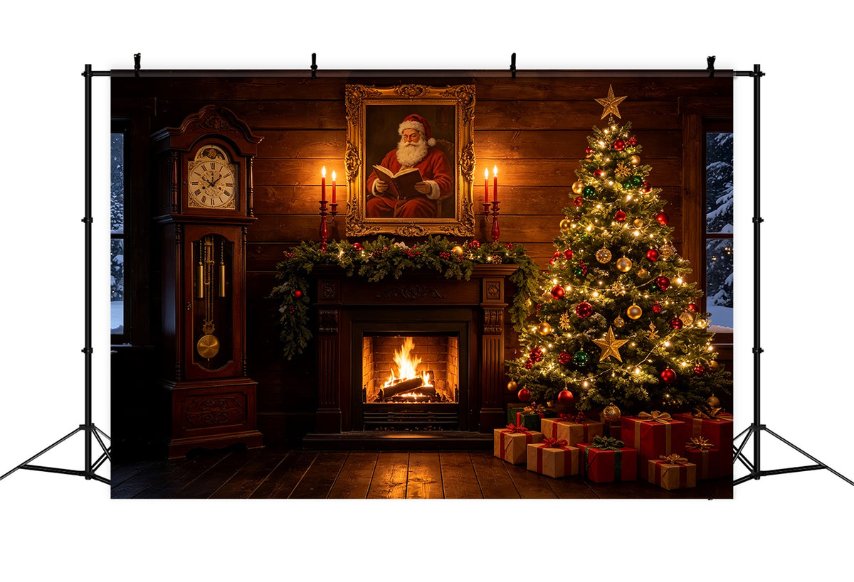 Christmas Cabin Backdrop Santa Portrait Hearth Room Studio Backdrops Christmas CSH69-47