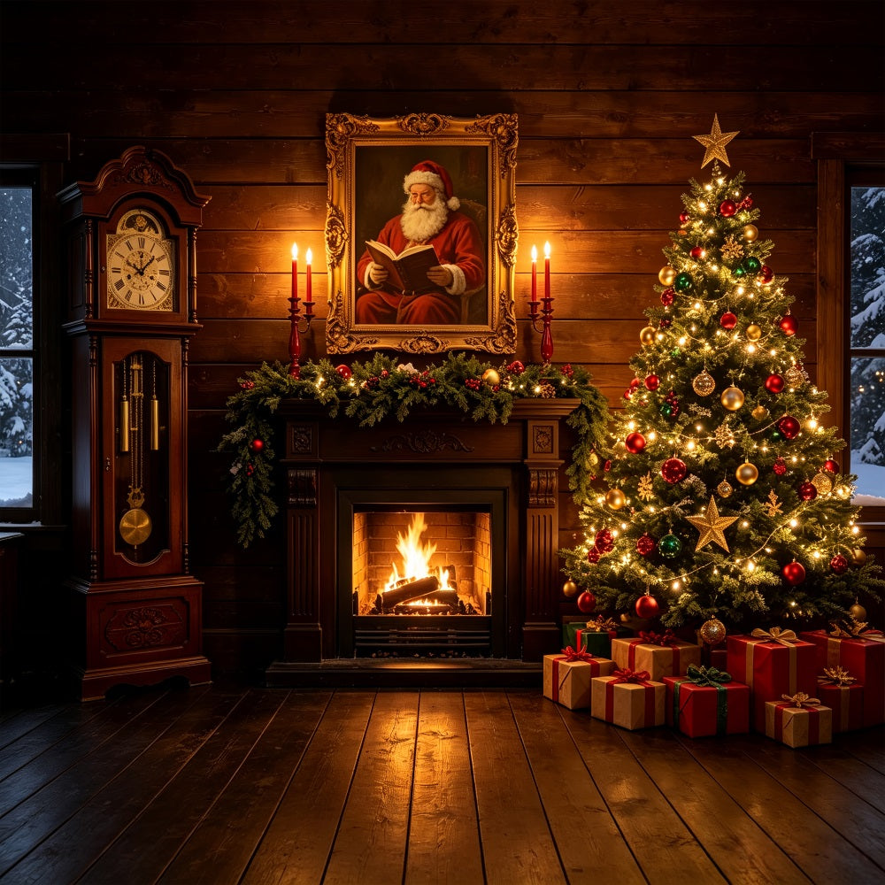 Christmas Cabin Backdrop Santa Portrait Hearth Room Studio Backdrops Christmas CSH69-47
